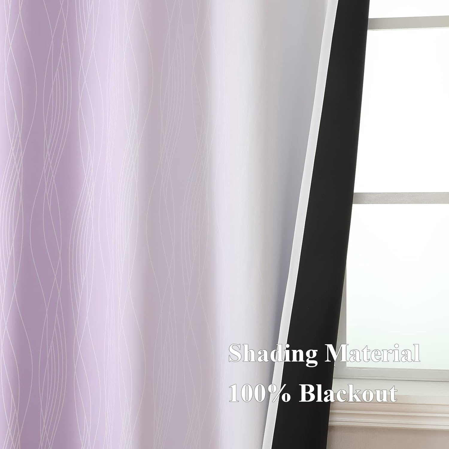 Estelartextiler Estelar Textiler Lilac and Greyish White Blackout Curtains 63 Inch Length 2 Panels Set, Room Darkening Grommet Ombre Curtai…