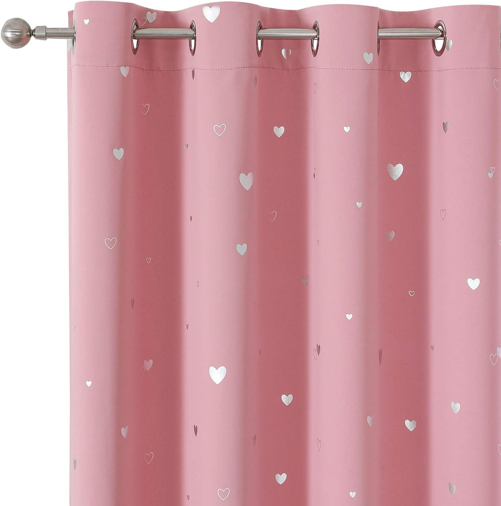 Smileweaver SMILE WEAVER Pink Kids Curtains for Girls Bedroom Silver Print Window Drapes Soft Thick Thermal Insulated Window Treatment Grom…