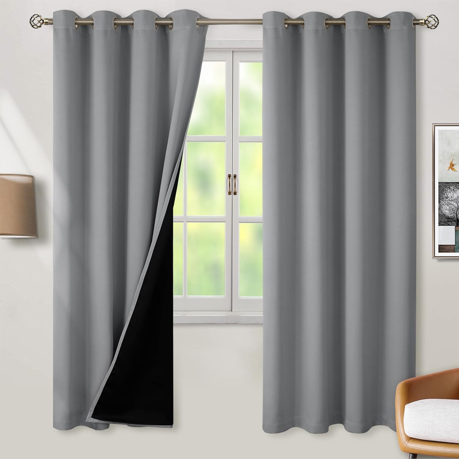 BGment Thermal Insulated 100% Blackout Curtains 72 Inch Length 2 Panels, Total Light Blocking Curtains for Bedroom, Grommet Window Drapes w…