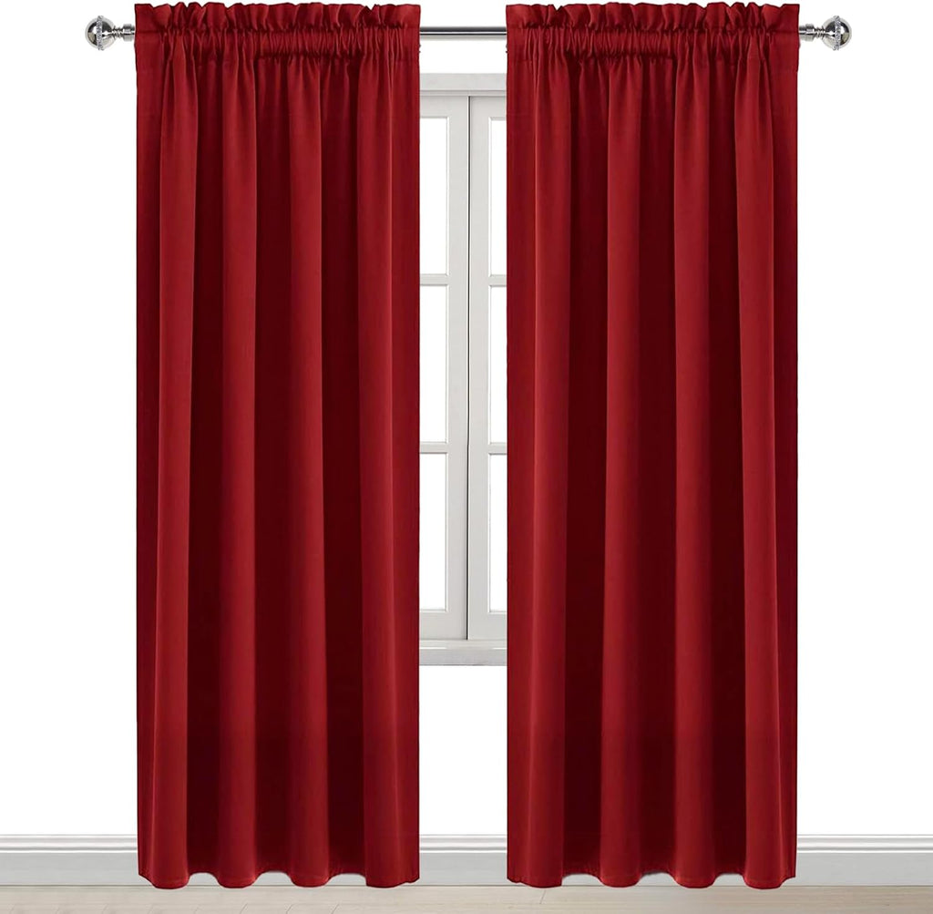 Dwcn Christmas Blackout Curtains Room Darkening Thermal Insulated Bedroom Curtains Window Curtain Panels, 52 x 84 inches Long, Set of 2 Bur…