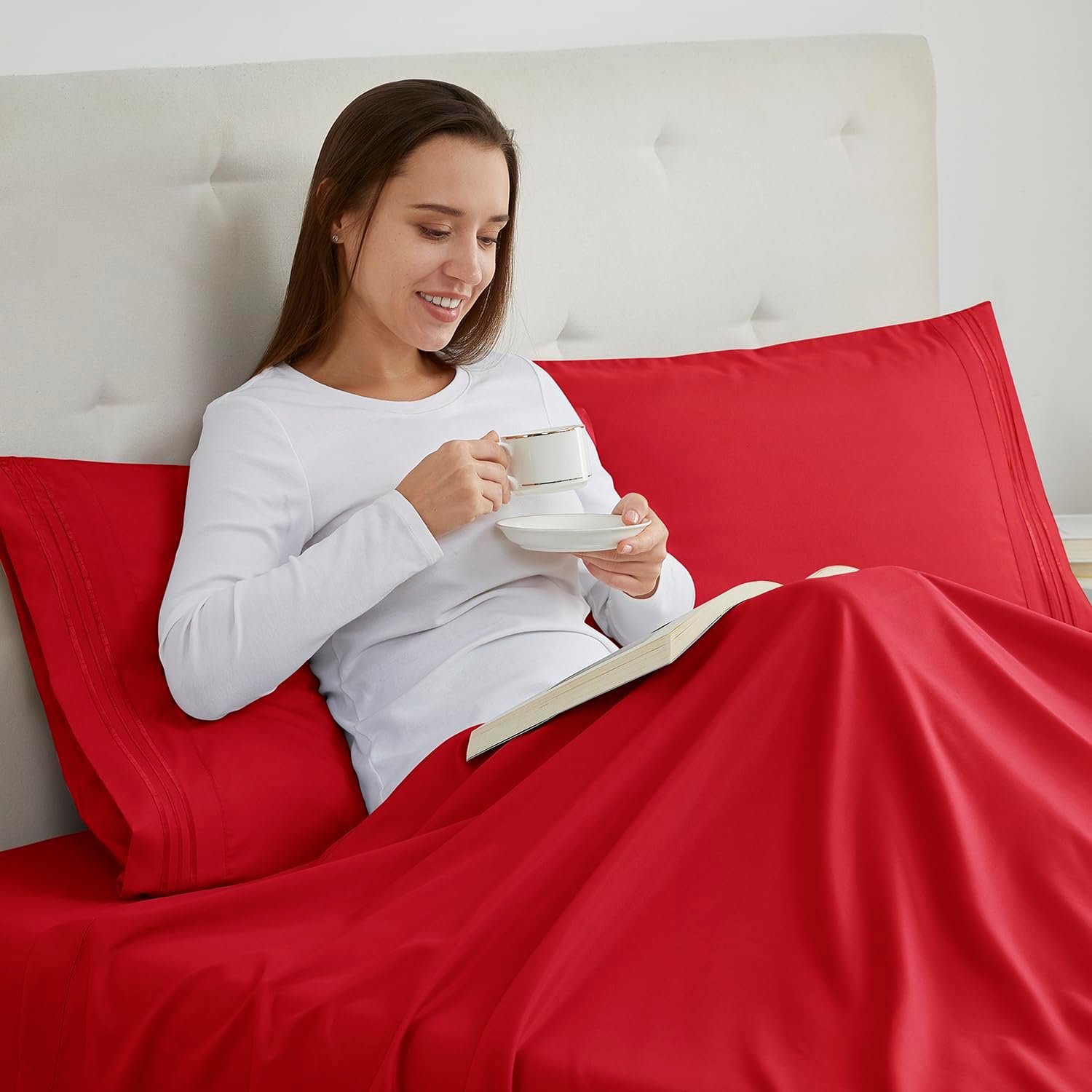 Nestl Red King Pillow Cases 2 – Soft King Size Pillow Case, 1800 Brushed Microfiber Pillowcases, Envelope Closure Pillowcase, King Pillow C…