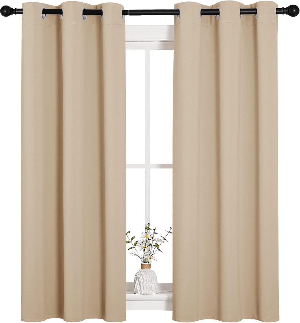 NICETOWN Room Darkening Draperies Window Curtain Panels, Thermal Insulated Grommet Room Darkening Curtains for Bedroom (Biscotti Beige, 2…