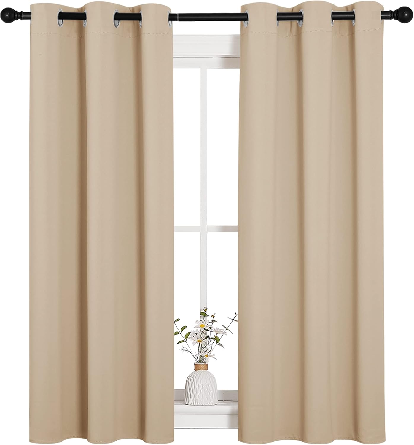 NICETOWN Room Darkening Draperies Window Curtain Panels, Thermal Insulated Grommet Room Darkening Curtains for Bedroom (Biscotti Beige, 2…