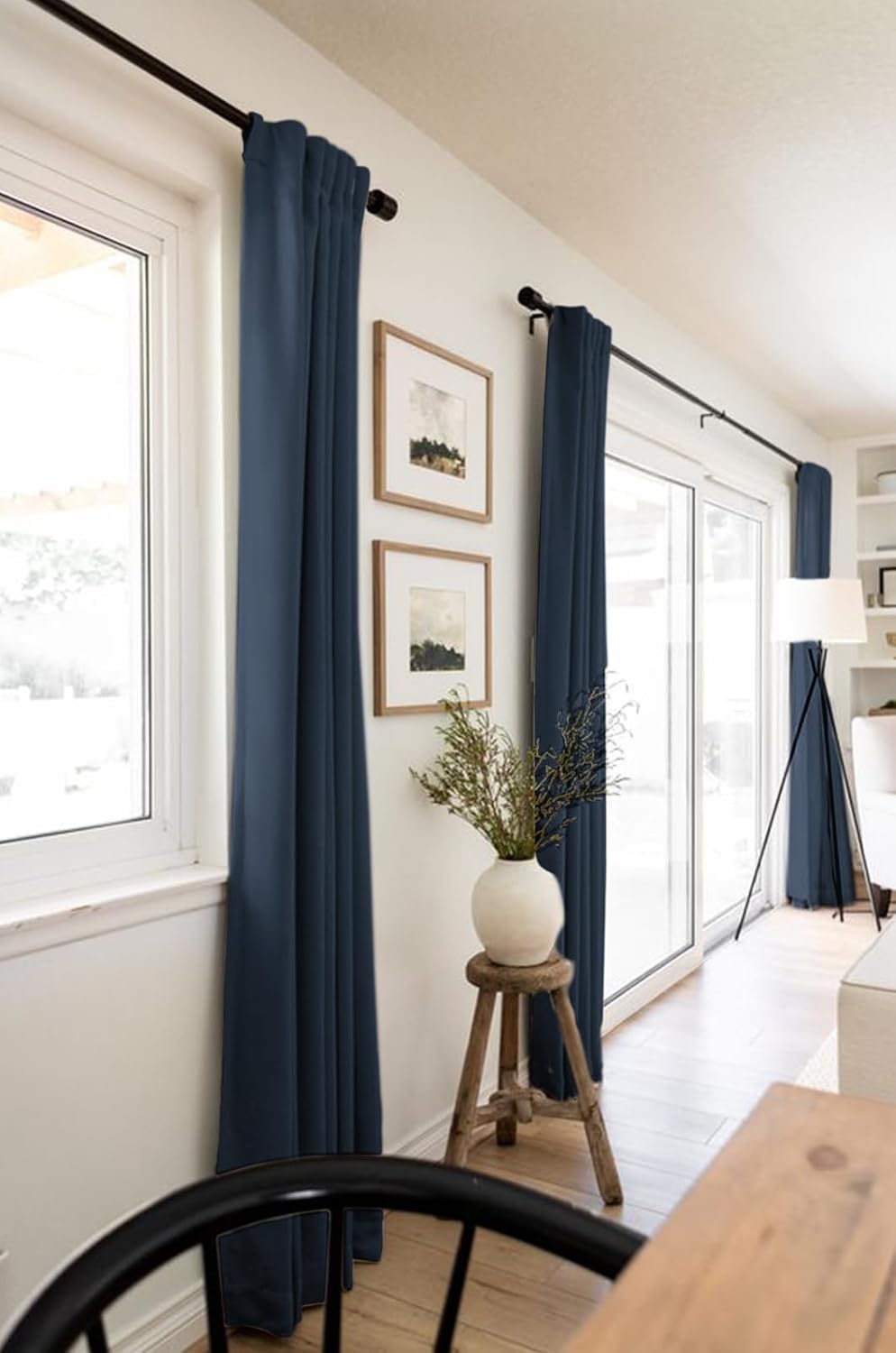 100BlackoutShield 100% Blackout Shield Linen Blackout Curtains for Bedroom 108 Inches Long, Back Tab/Rod Pocket Living Room Drapes, Thermal…