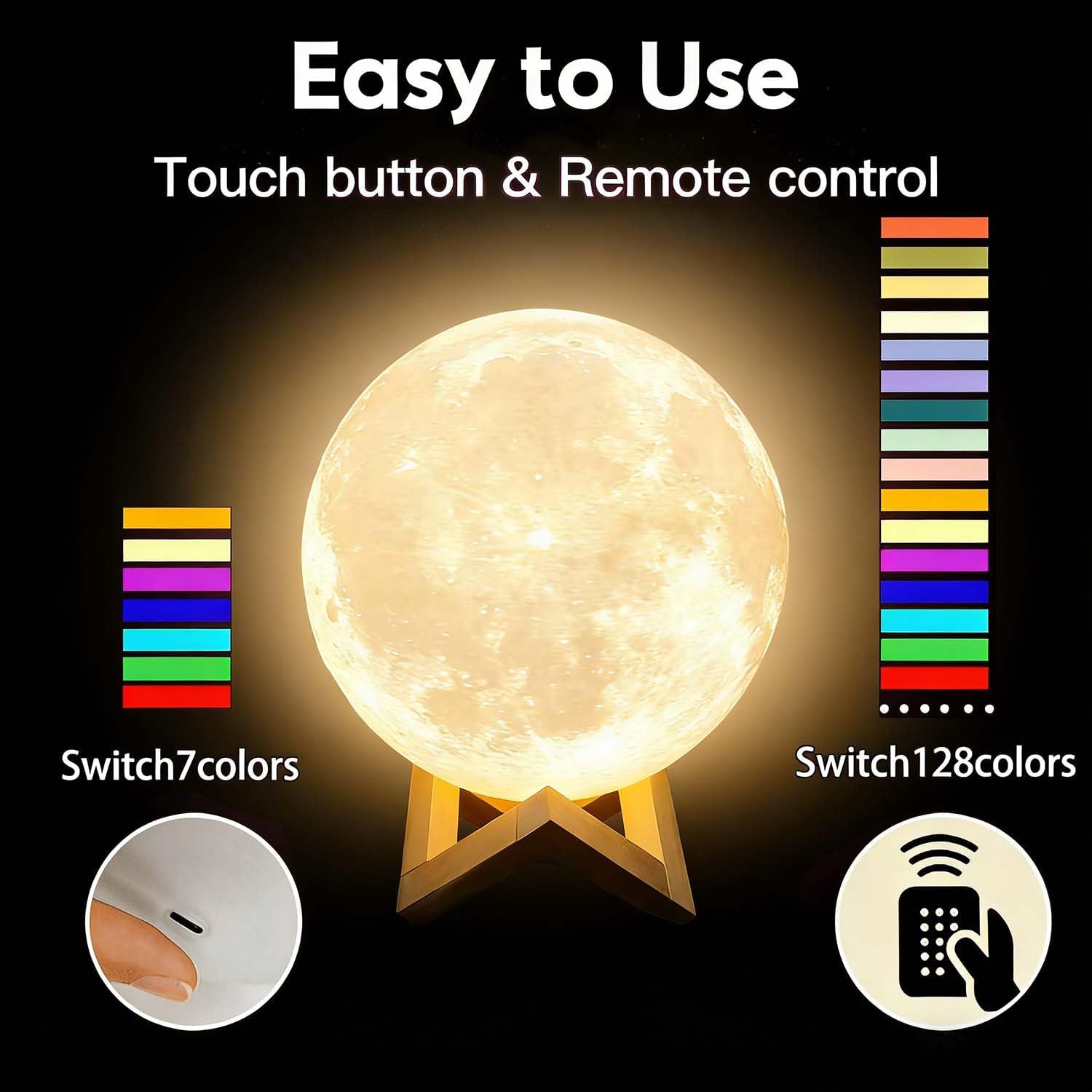 CPLA Night Light for Kids, Baby Light for Nursery, 128 Colors Changing & Stepless Dimming, Soft Silicone Remote Touch Night Lamp with…