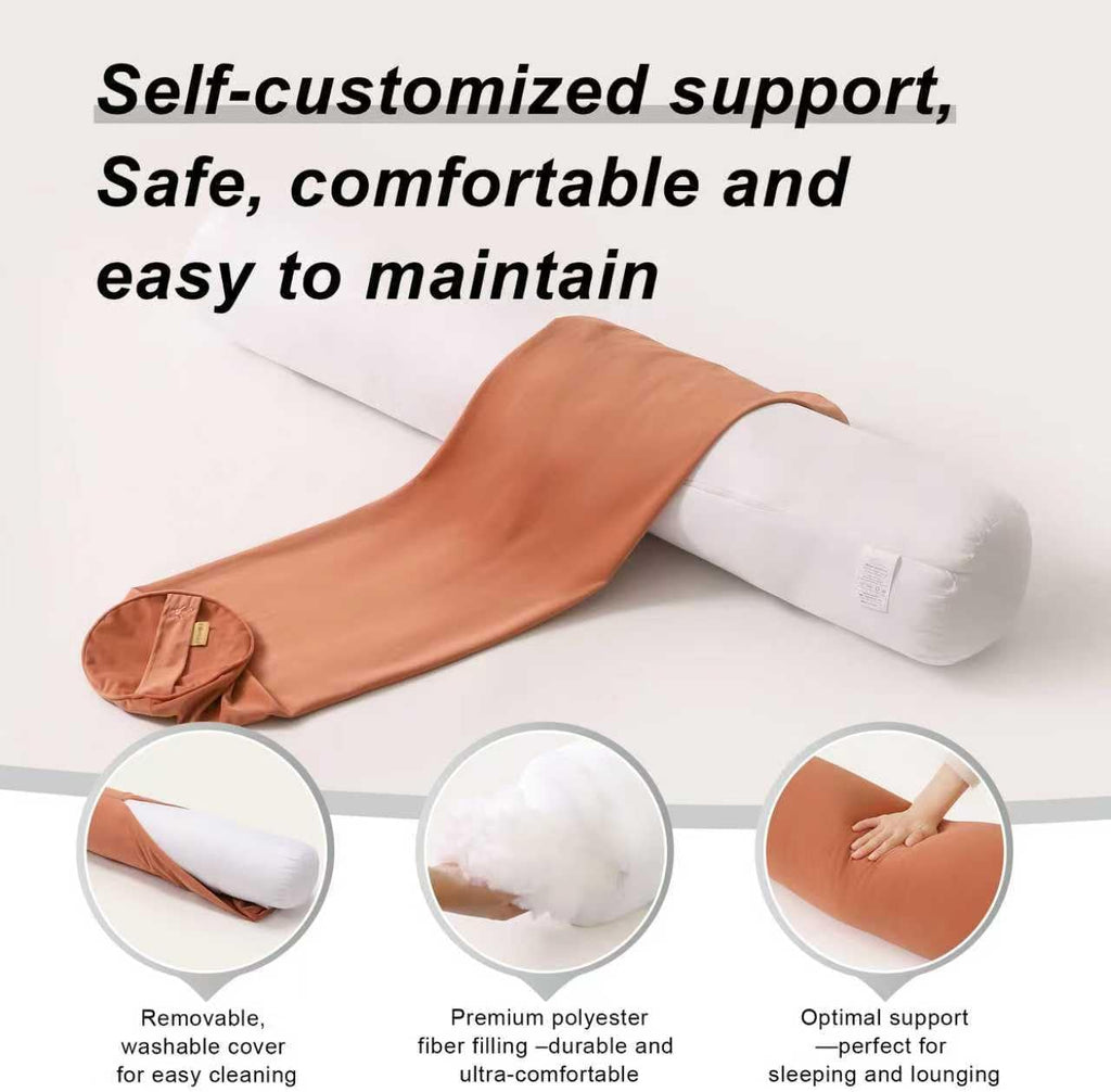 Body Pillow for Adults, Long Round Pillow, Big Cylindrical Pillow, Large Full Bolster Pillows for Side Sleepers (Amber Orange, 59"*7.87")