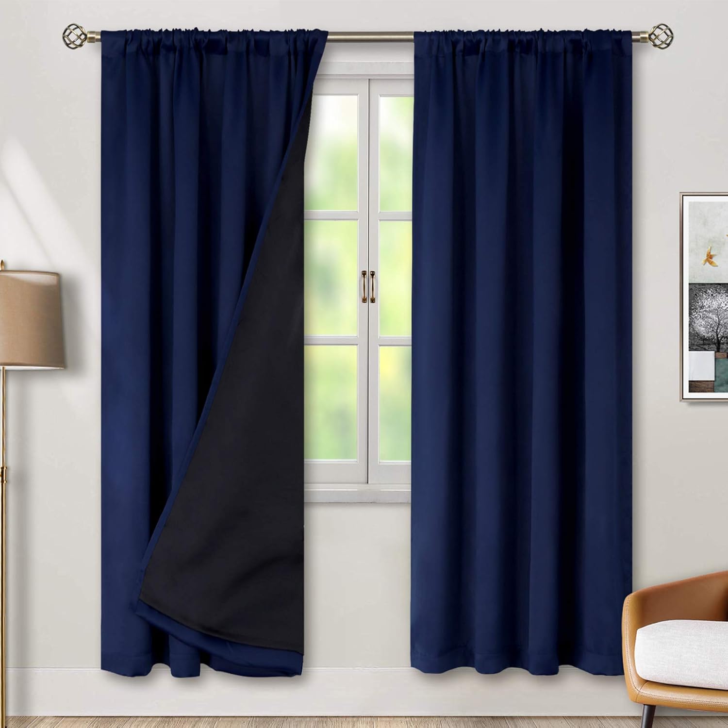 BGment Thermal Insulated Blackout Curtains for Bedroom with Black Liner, Double Layer Full Room Darkening Noise Reducing Rod Pocket…