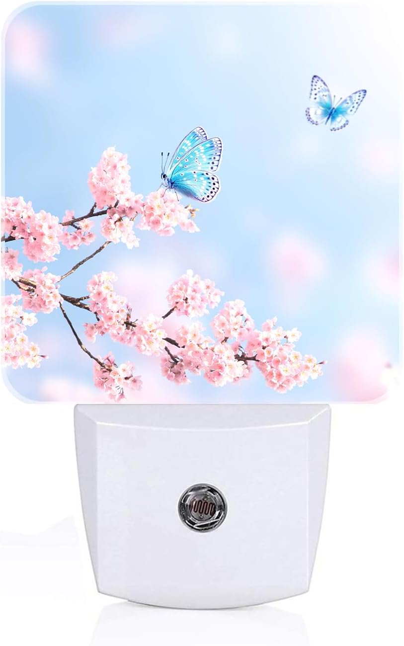 Groovy Butterfly and Flower Night Light, Plug Into Wall for Boys Girls Bedroom Decorative Square Night Light Lamp 0.5w Sleep Friendly