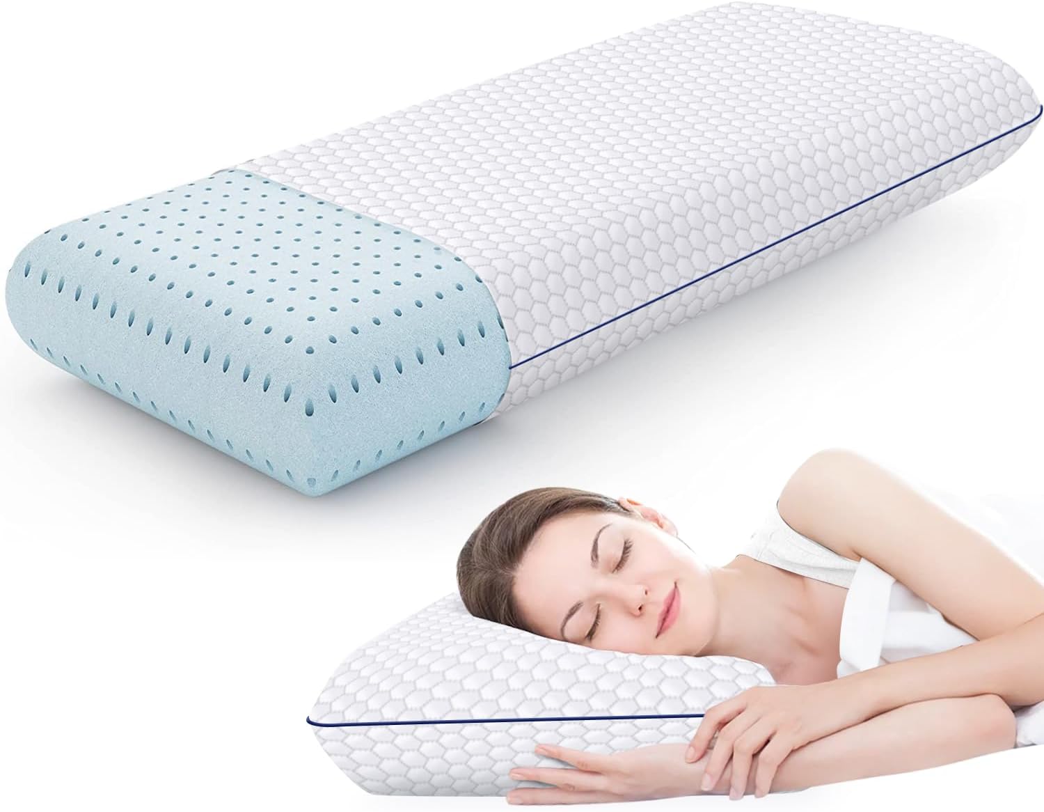 CushyOasis Memory Foam Pillows for Side, Back and Stomach Sleepers, Bed Pillow with Washable Cover and Breathable Mesh, Bed Pillow for…