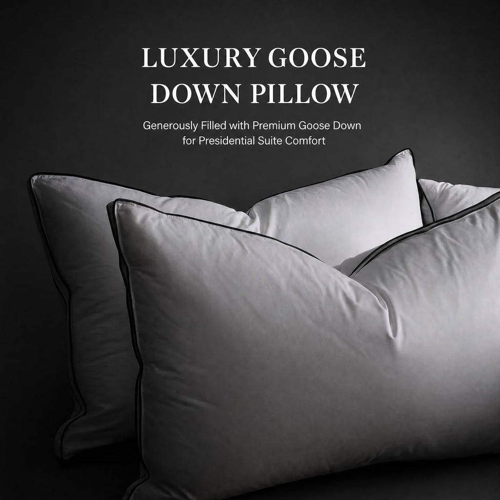 NightHug Goose Down Pillows, Standard Size Set of 2 with 3-Layer Design, Hotel Down Bed Pillow for Side, Back, and Stomach Sleepers, Soft 6…