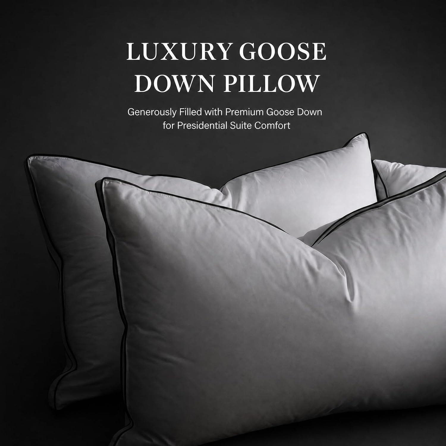 NightHug Goose Down Pillow, Queen Size Set of 1 with 3-Layer Design, Hotel Down Bed Pillow for Side, Back, and Stomach Sleepers, Soft 600 T…