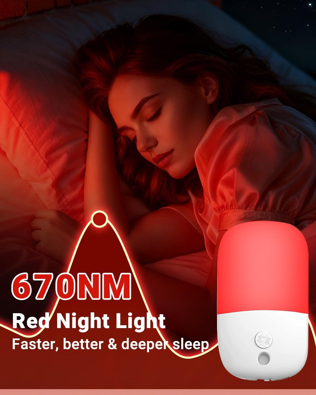 670nm Red Night Lights with Retractable Plug [4 Pack] - 0.5W Red Light Night Light with Dusk to Dawn Sensor - Auto On/Off LED Night Light…