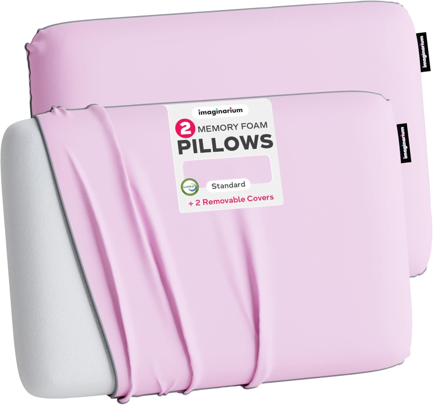 Imaginarium 2 Pack Memory Foam Pillows for Bed - 16" x 24" Standard/Queen – Fun Decorative Colorful Pillow for Sleeping – Back, Stomach &…