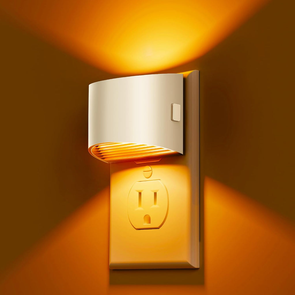 L LOHAS LED Night Light, Night Lights Plug into Wall with Dusk to Dawn Sensor, 3 Brightness Level, 2 Pack, 1600K Amber, White Housing
