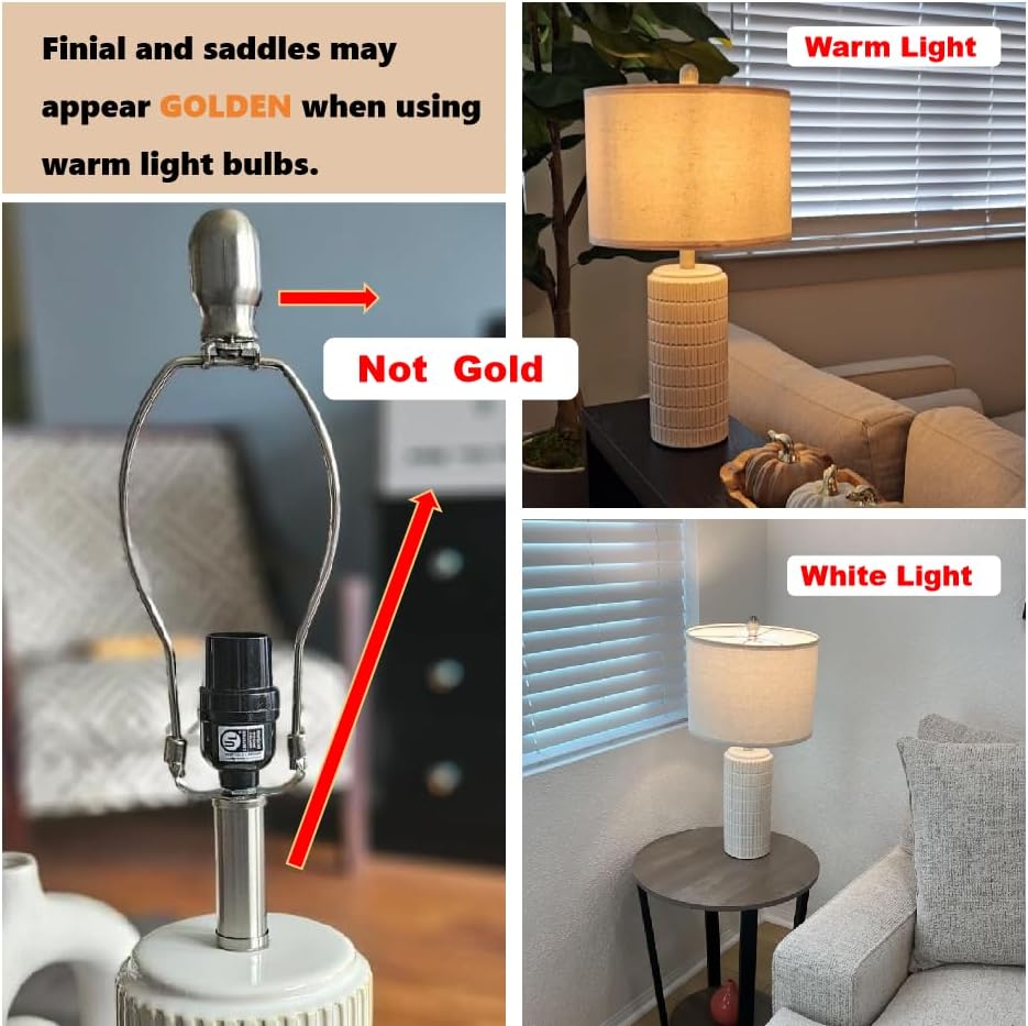 PoKat 23" Modern Ceramic Table Lamp Set of 2 for Living Room White Desk Lamps for Bedroom Farmhouse Bedside Nightstand Lamp House Warming…