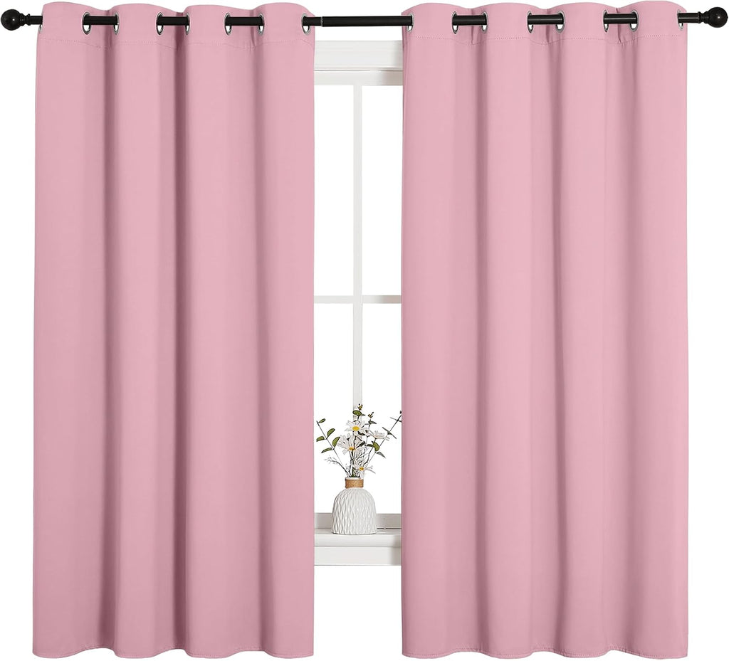 NICETOWN Bedroom Curtain Panels Blackout Draperies, Thermal Insulated Solid Grommet Blackout Curtains/Drapes (Crystal Pink, 1 Pair, 55 by…