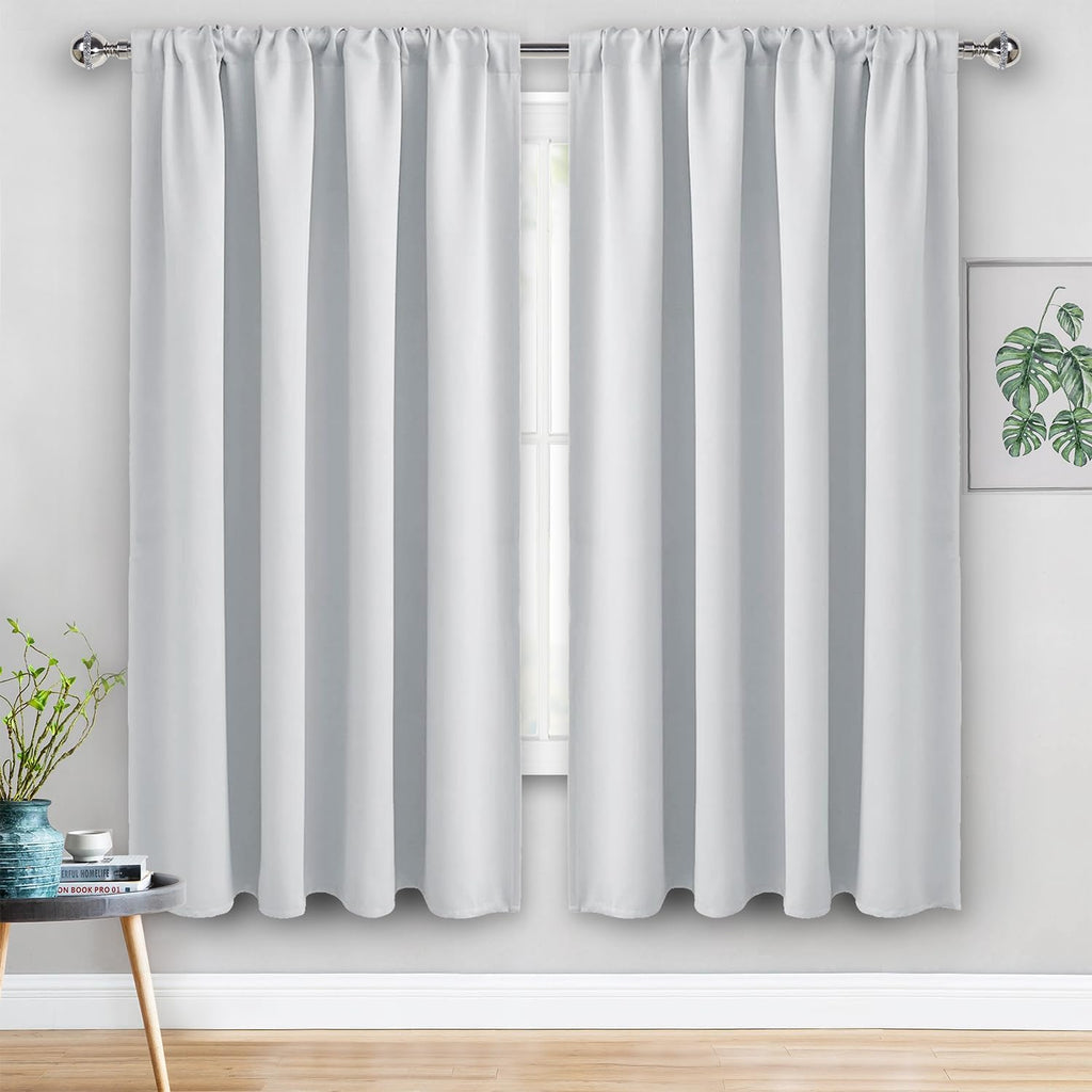 Jiuzhen Blackout Curtains for Bedroom - 60 Inch Wide Thermal Insulated Room Darkening Privacy Soundproof Curtains for Living Room, Set of 2…