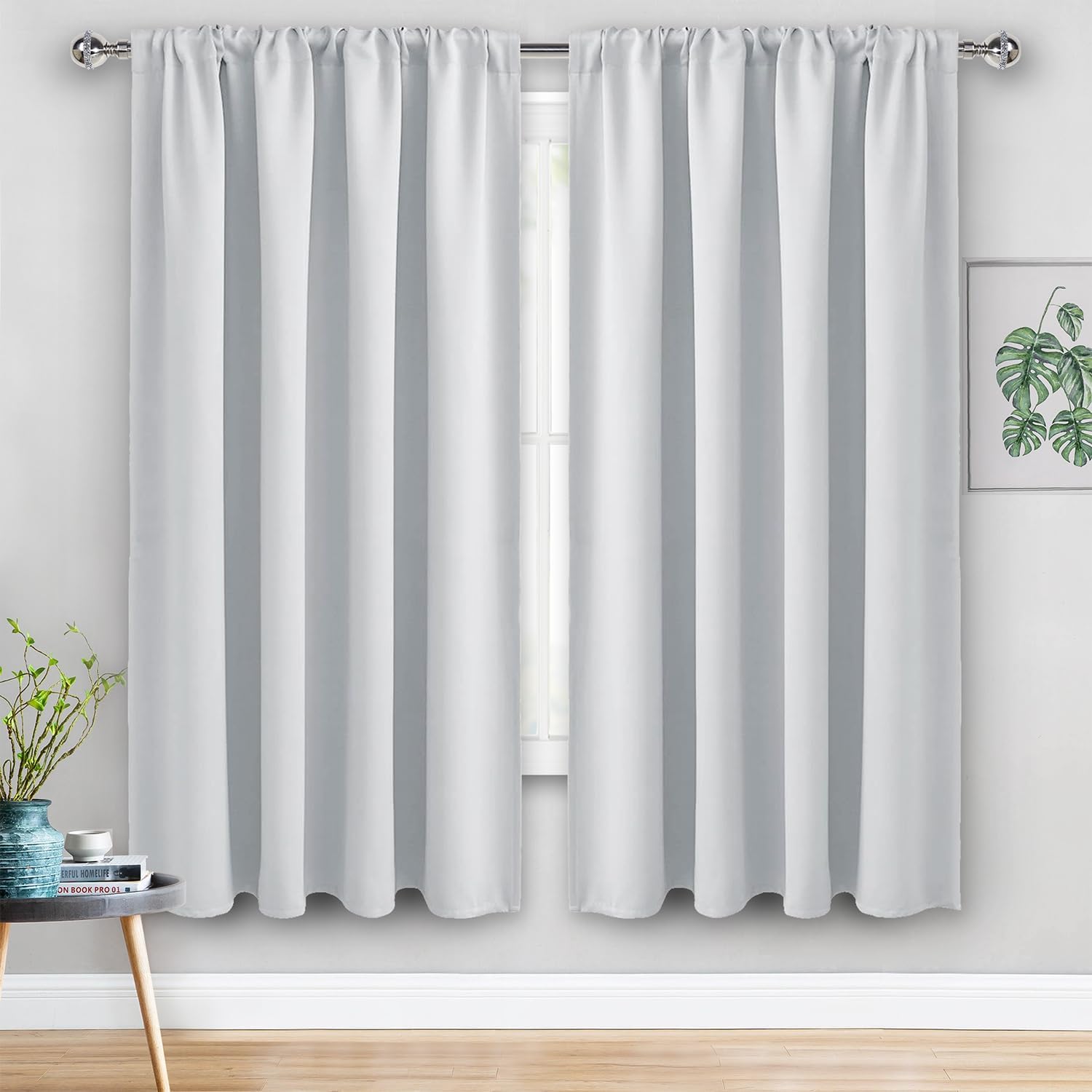 Jiuzhen Blackout Curtains for Bedroom - 60 Inch Wide Thermal Insulated Room Darkening Privacy Soundproof Curtains for Living Room, Set of 2…