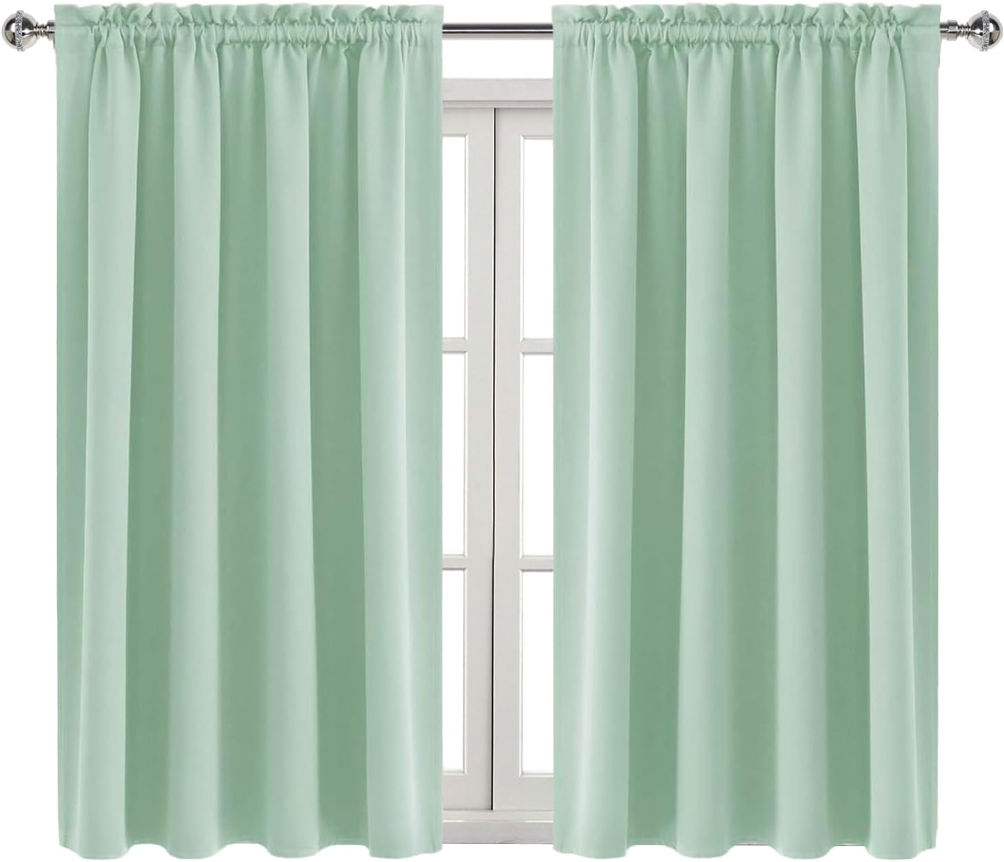 Dwcn Blackout Curtains Room Darkening Thermal Insulated Bedroom Curtains Window Curtain Panels, 52 x 54 inches Long, Set of 2 Light Green R…