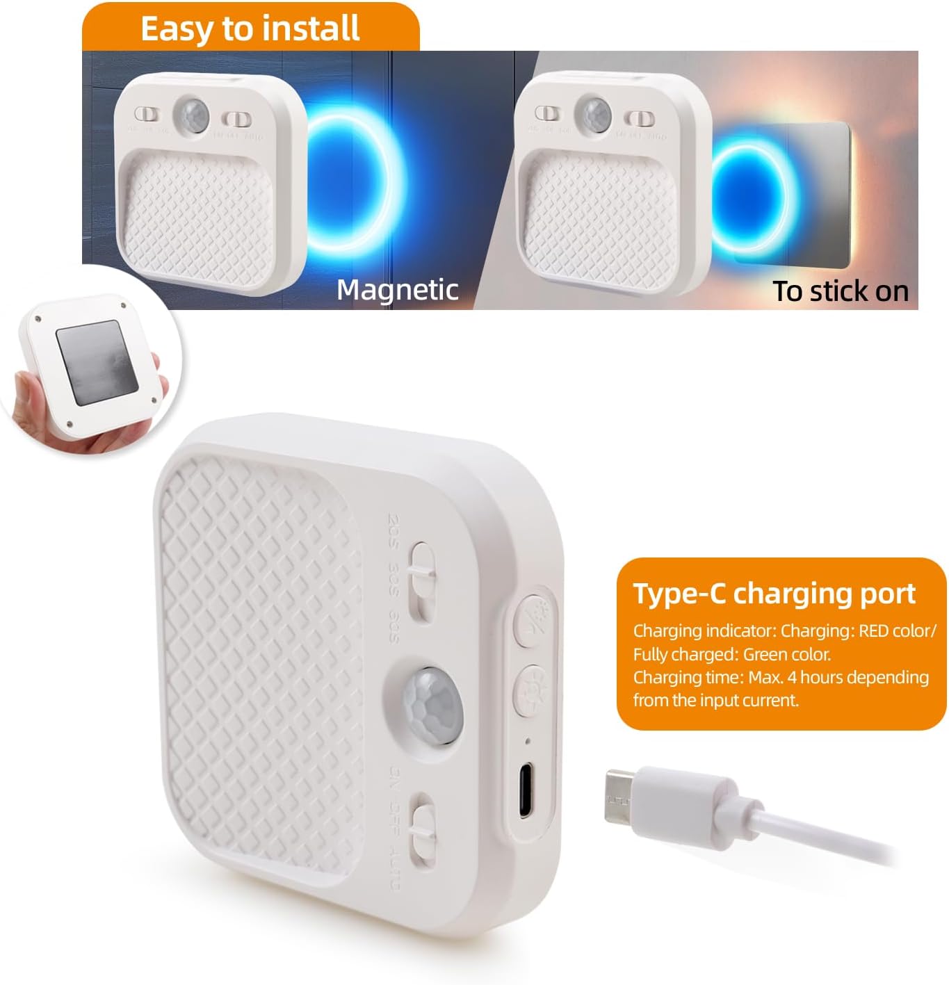 Motion Sensor Night Light 6 Pack, Rechargeable Magnetic Night Light with 3 Color Temperatures & Stepless Dimming, Timer Function, Soft…