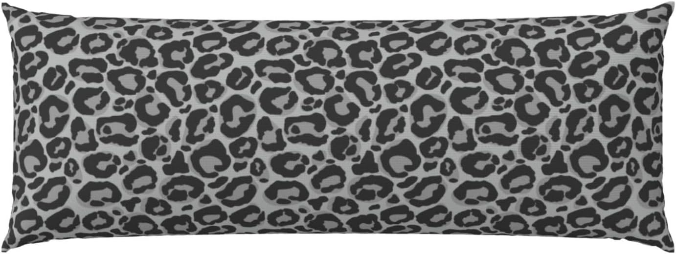 Sovvin Grey Leopard Print Body Pillow Cover Long Pillow Case with Zipper Decorative Soft Cushion Bedding Pillowcase for Couch Bedroo…