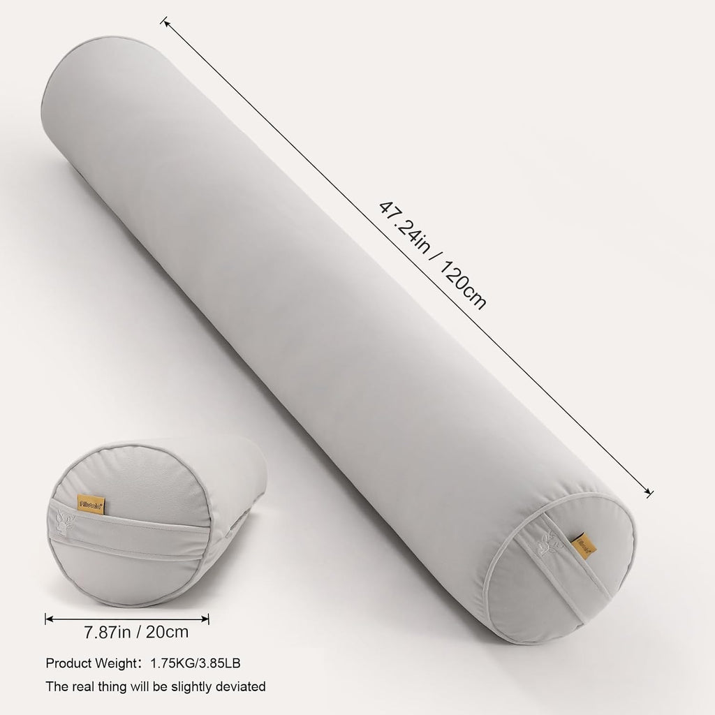 Body Pillow for Adults, Long Round Pillow, Big Cylindrical Pillow, Large Full Bolster Pillows for Side Sleepers (Silver Gray, 47.24"*7.87")