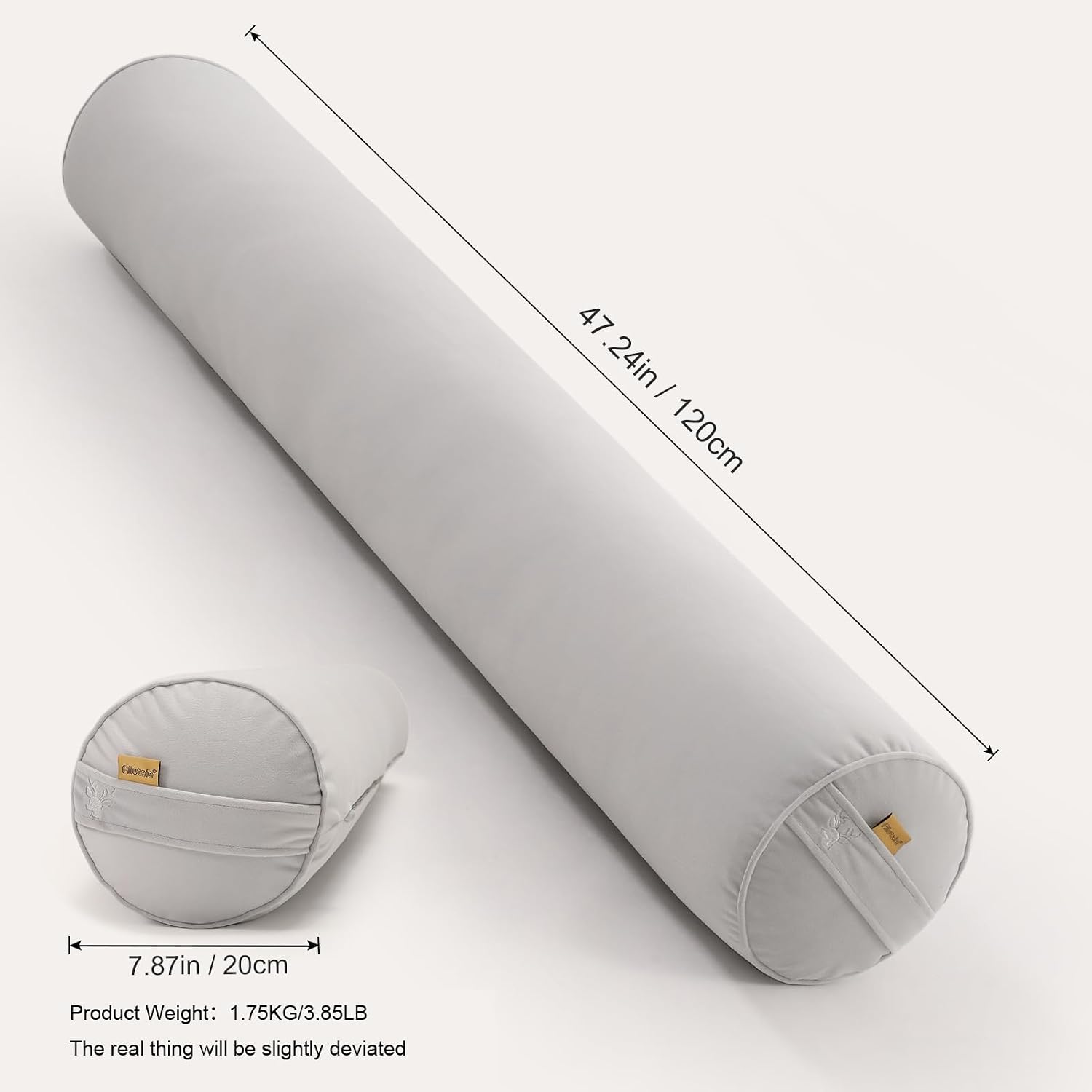 Body Pillow for Adults, Long Round Pillow, Big Cylindrical Pillow, Large Full Bolster Pillows for Side Sleepers (Silver Gray, 47.24"*7.87")