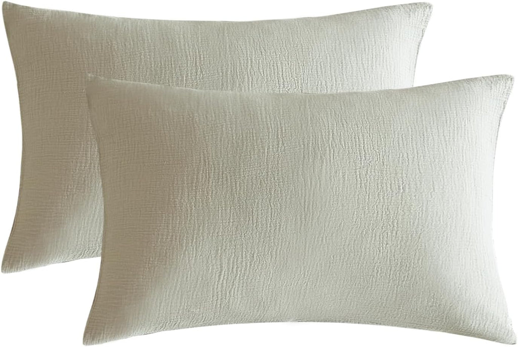 DefineCozyHealthyLife SE SOFTEXLY Muslin Pillowcases Standard Size 100% Cotton, 2 Pack Linen Like Pillow Shams with Envelope Closure, Ultra…