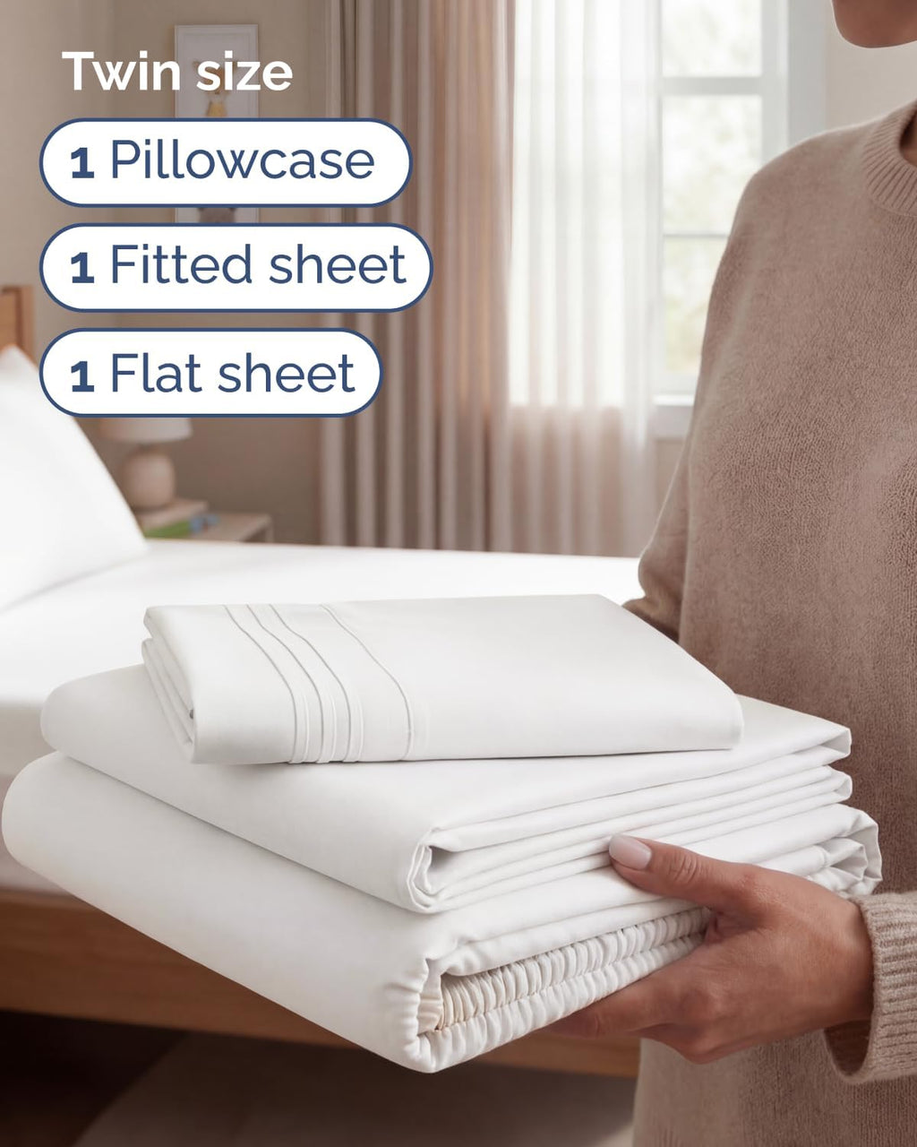 Twin Size 3 Piece Sheet Set - Comfy Breathable & Cooling Sheets - Hotel Luxury Bed Sheets for Women & Men - Deep Pocket, Easy-Fit, Extra…