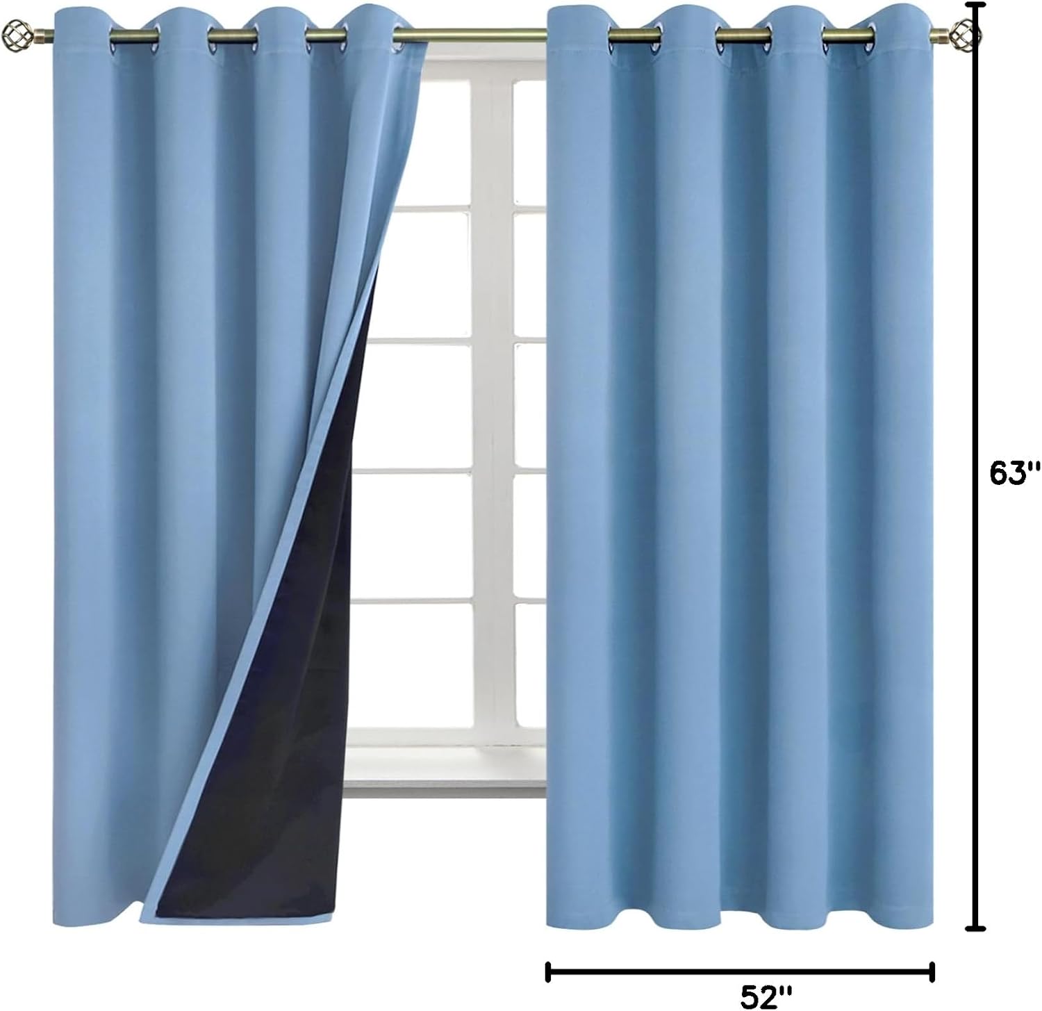 BGment Thermal Insulated 100% Blackout Curtains for Bedroom with Black Liner, Double Layer Full Room Darkening Noise Reducing Grommet Curta…
