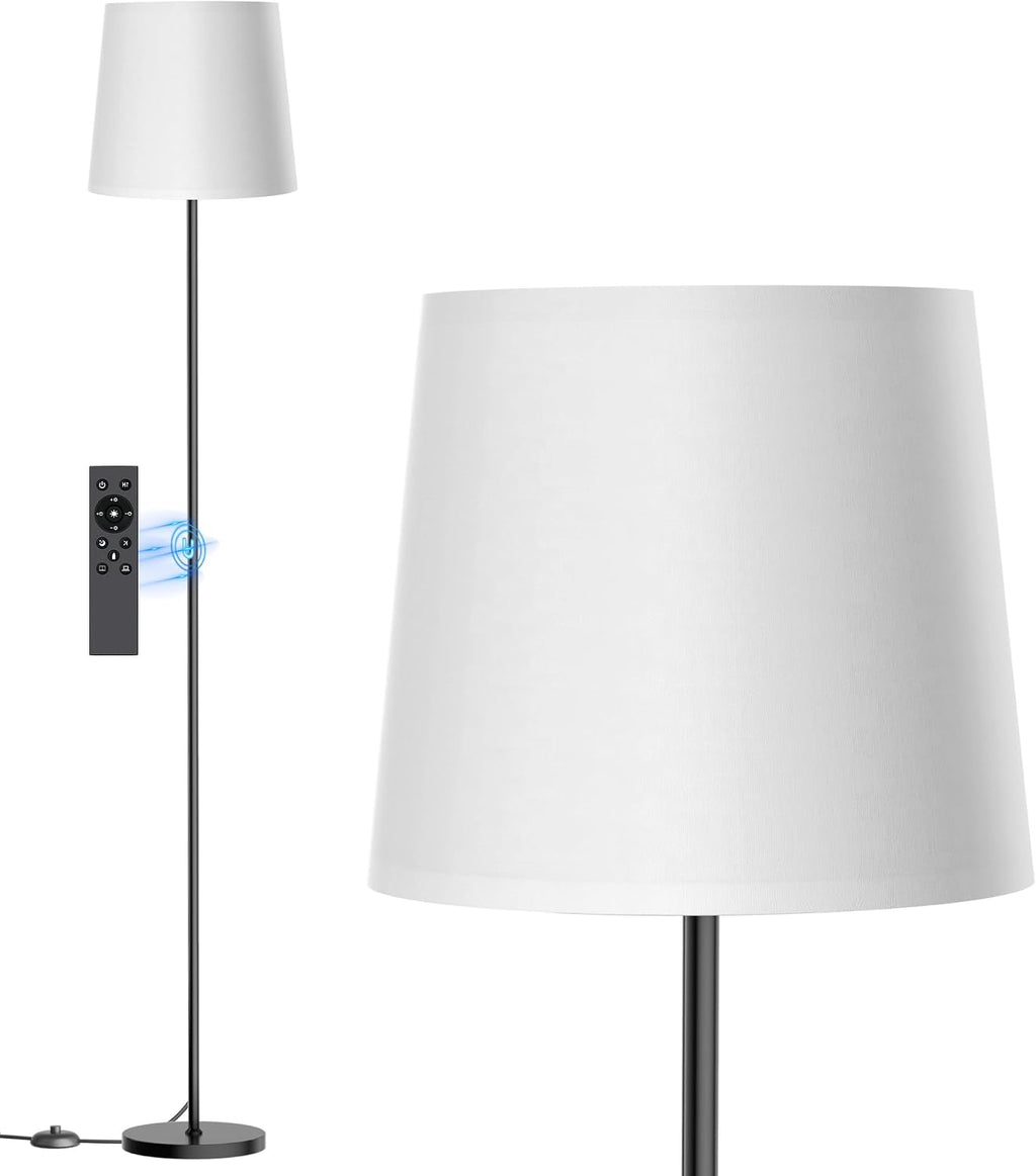 Sibrille Floor Lamp with White Shade, 62" LED Dimmable Standing Lamp with Foot Switch, Color Options, 9W E26 Bulb Included, Modern Reading…