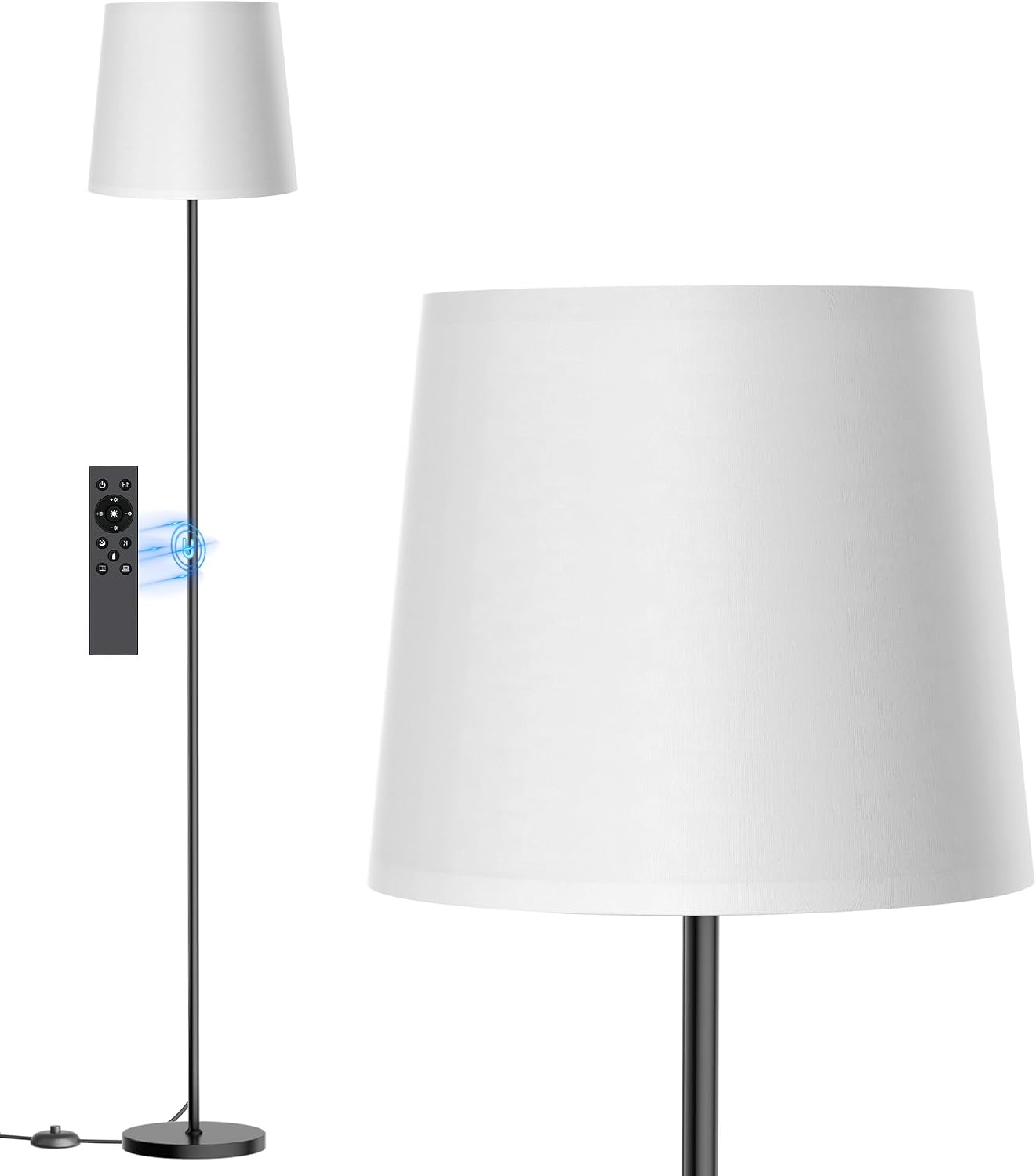 Sibrille Floor Lamp with White Shade, 62" LED Dimmable Standing Lamp with Foot Switch, Color Options, 9W E26 Bulb Included, Modern Reading…