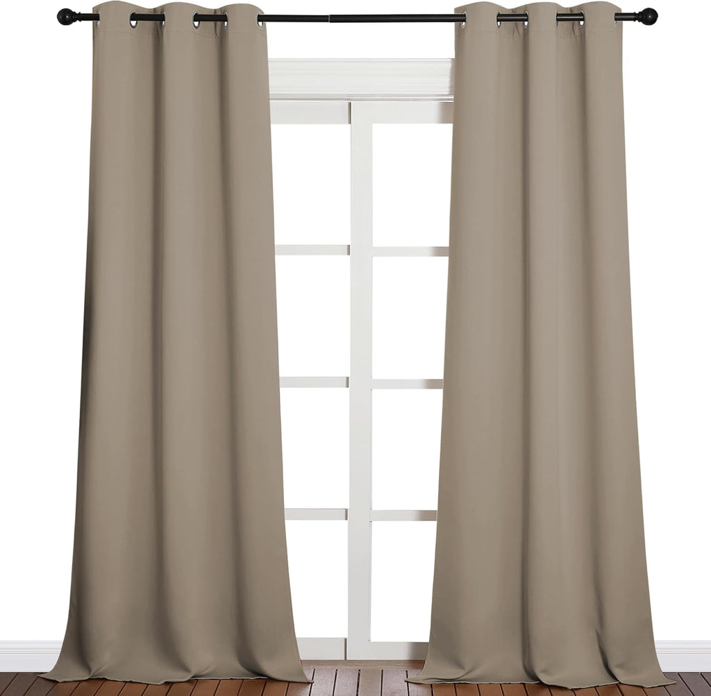 NICETOWN Patio Glass Door Blackout Curtains for Bedroom/Living Room, Privacy Panel Drapes for Dining Room and Guest Room (Taupe, 42…