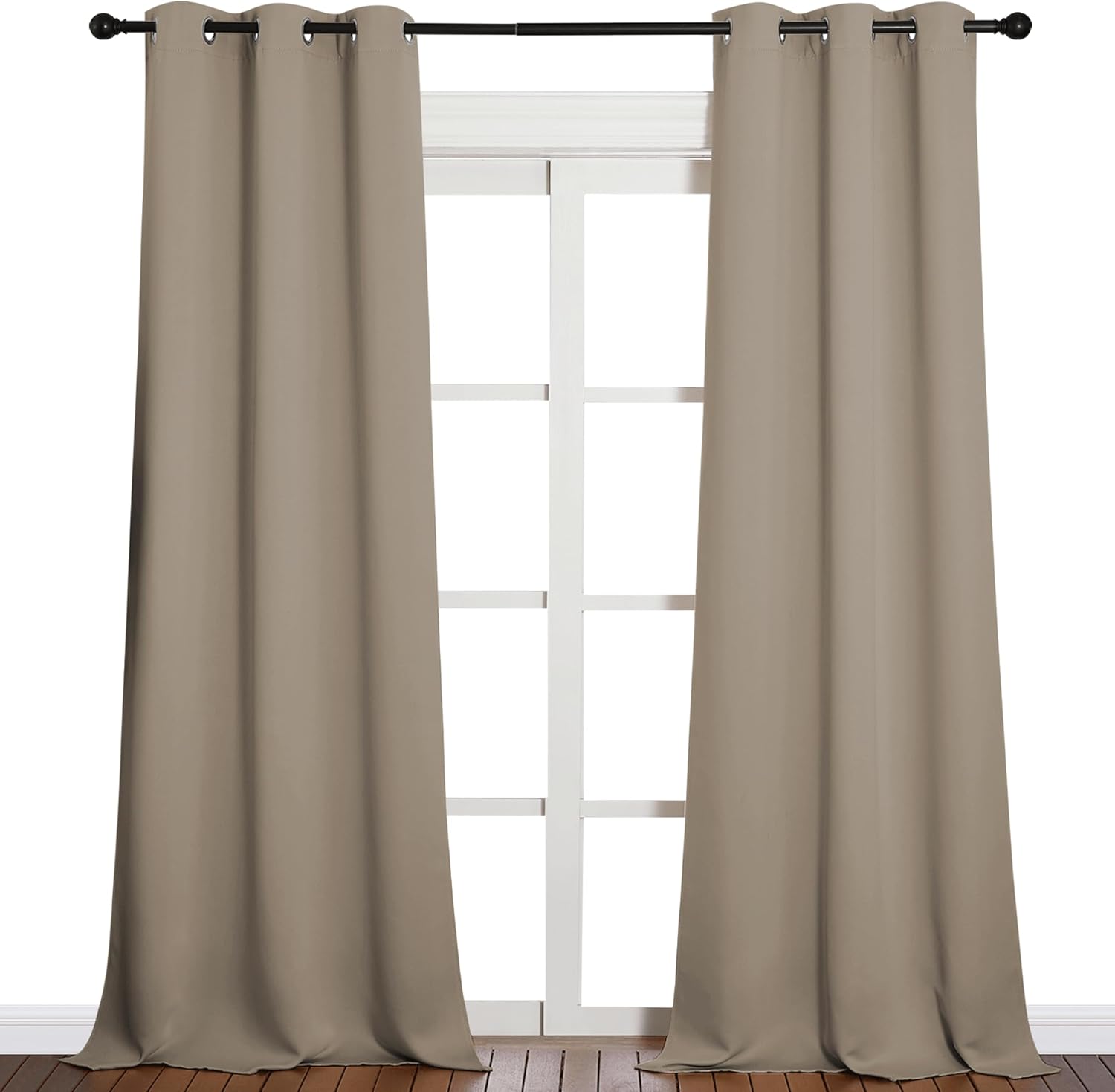 NICETOWN Patio Glass Door Blackout Curtains for Bedroom/Living Room, Privacy Panel Drapes for Dining Room and Guest Room (Taupe, 42…