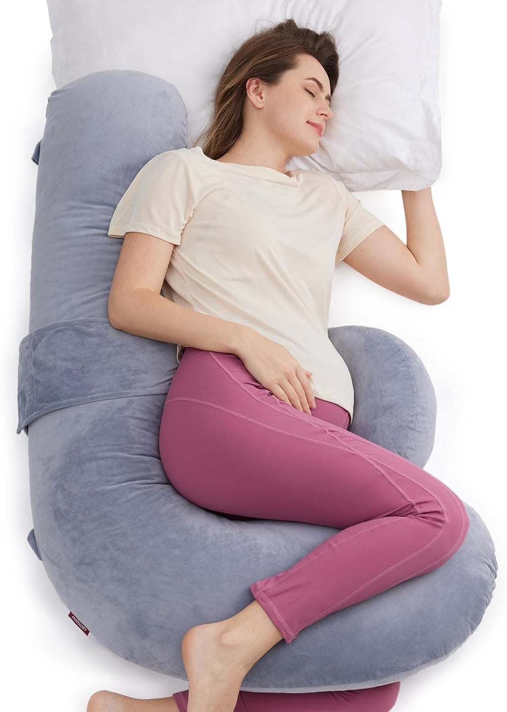 Momcozy Pregnancy Pillow, Original F Shaped Maternity Pillow for Pregnant Women with Adjustable Wedge Pillow, Full Body Support Pregnancy P…