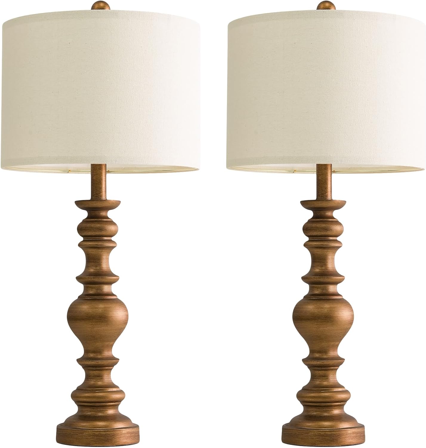 BOBOMOMO 27" Antique Gold Table Lamps Set of 2, Elegant Large Resin Lamps with Linen Shades, Gold Traditional Lamps for Bedroom, Living…