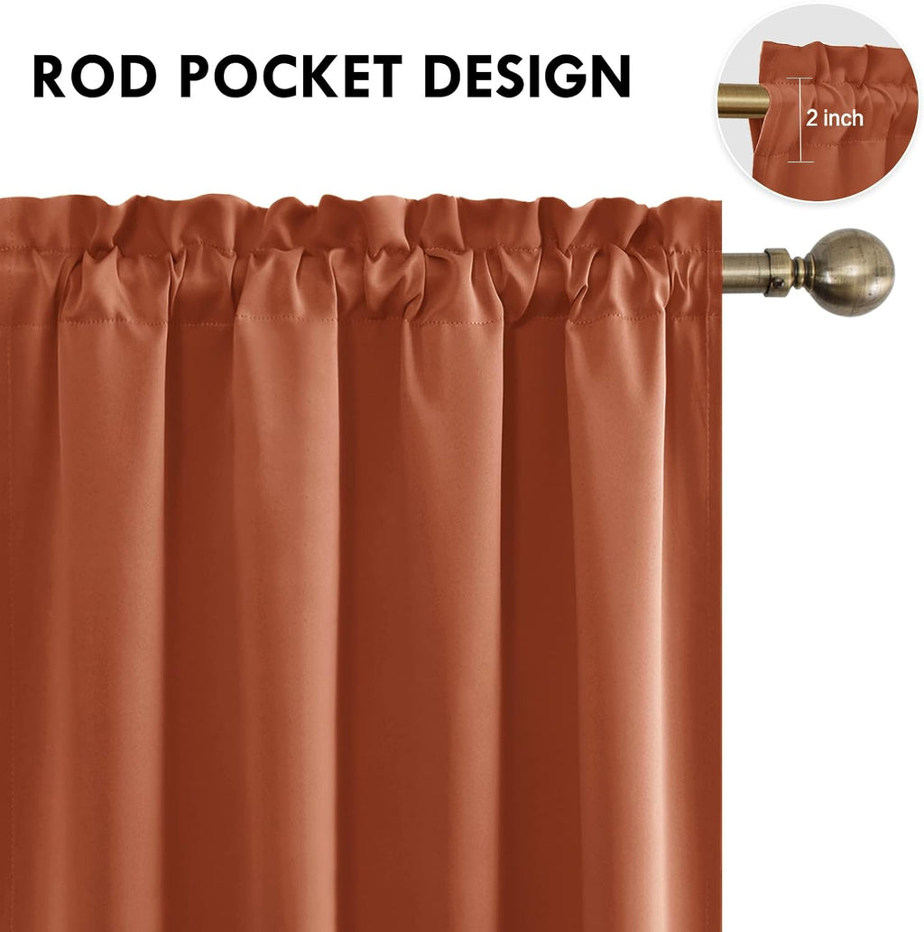 DWCN Blackout Curtains Thermal Insulated, Energy Saving & Noise Reducing Bedroom and Living Room Curtains, Burnt Ochre, W 52x L 45 Inch…