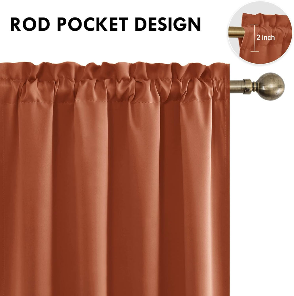 DWCN Blackout Curtains Thermal Insulated, Energy Saving & Noise Reducing Bedroom and Living Room Curtains, Burnt Ochre, W 52x L 63 Inch…