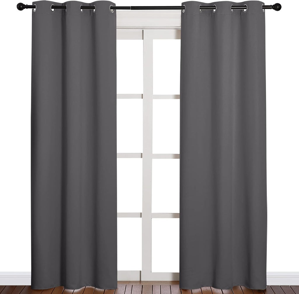 NICETOWN Noise Reducing Blackout Curtains 84" Long for Bedroom, Grey, 42" Wide, 2 Panels, Thermal Insulated Room Darkening Drapes for…