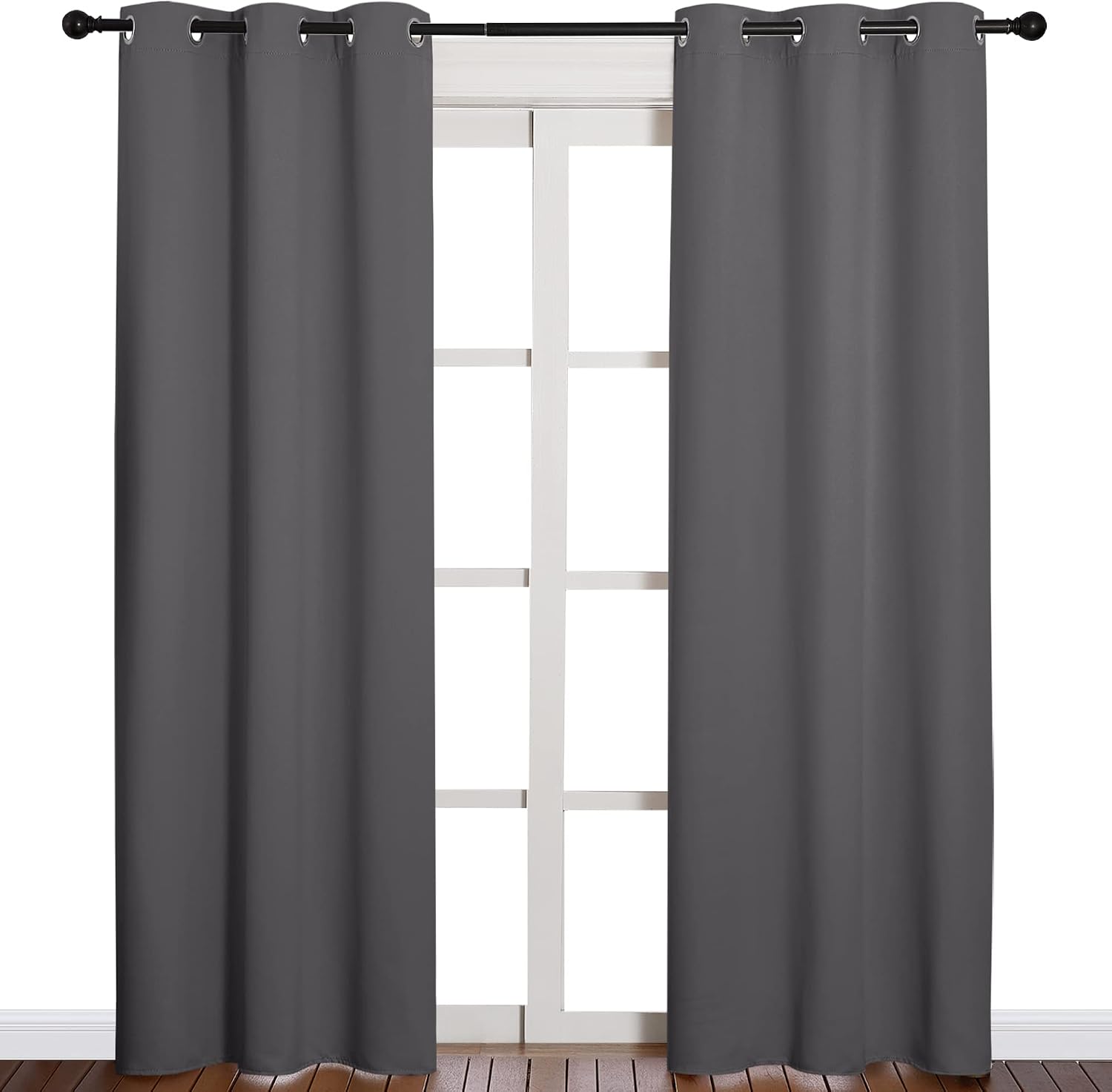 NICETOWN Noise Reducing Blackout Curtains 84" Long for Bedroom, Grey, 42" Wide, 2 Panels, Thermal Insulated Room Darkening Drapes for…
