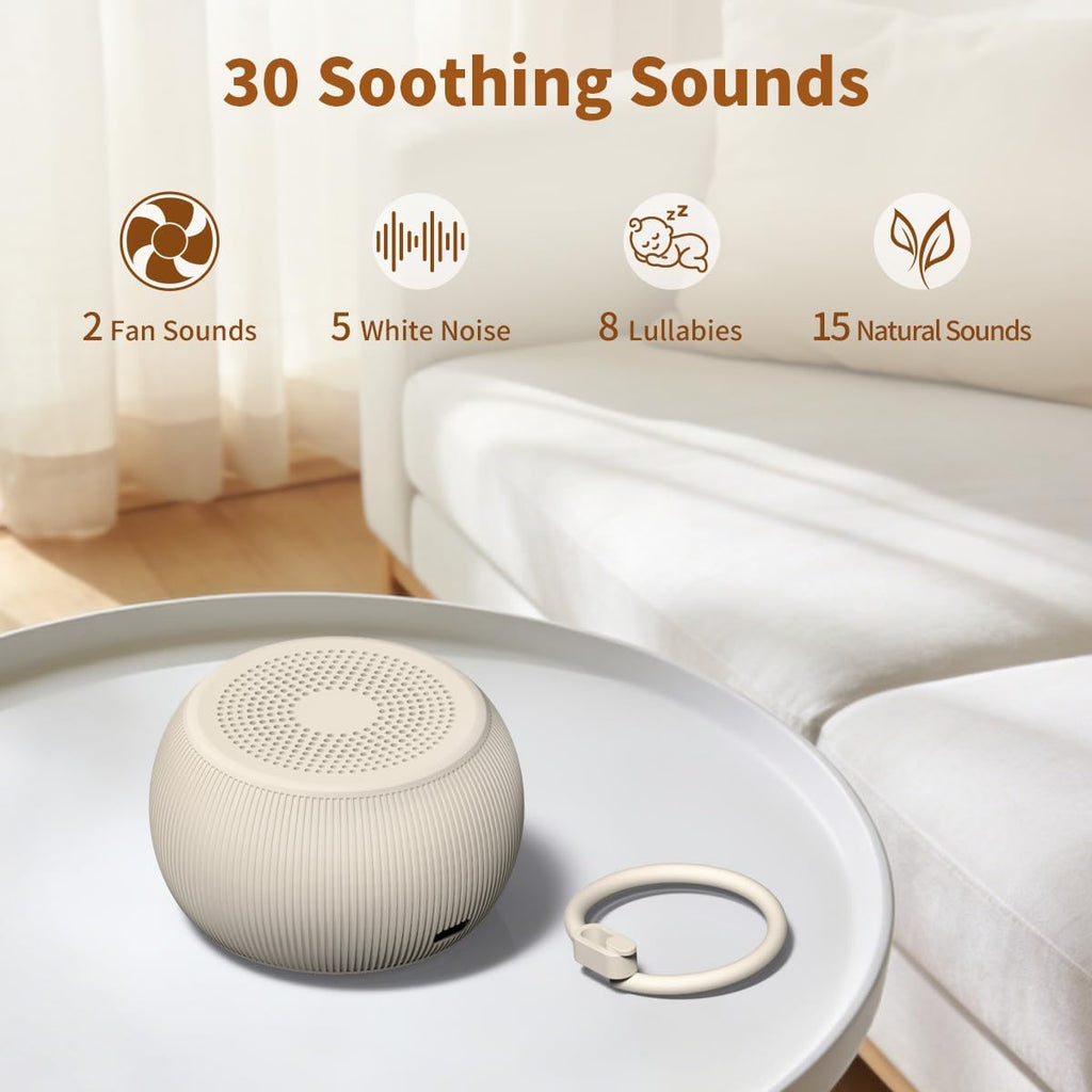 Portable Travel Sound Machine White Noise Machine 40h Battery Brown Noise Machine 30 Soothing Sounds & Hushing Sound for Baby 4 Timers…