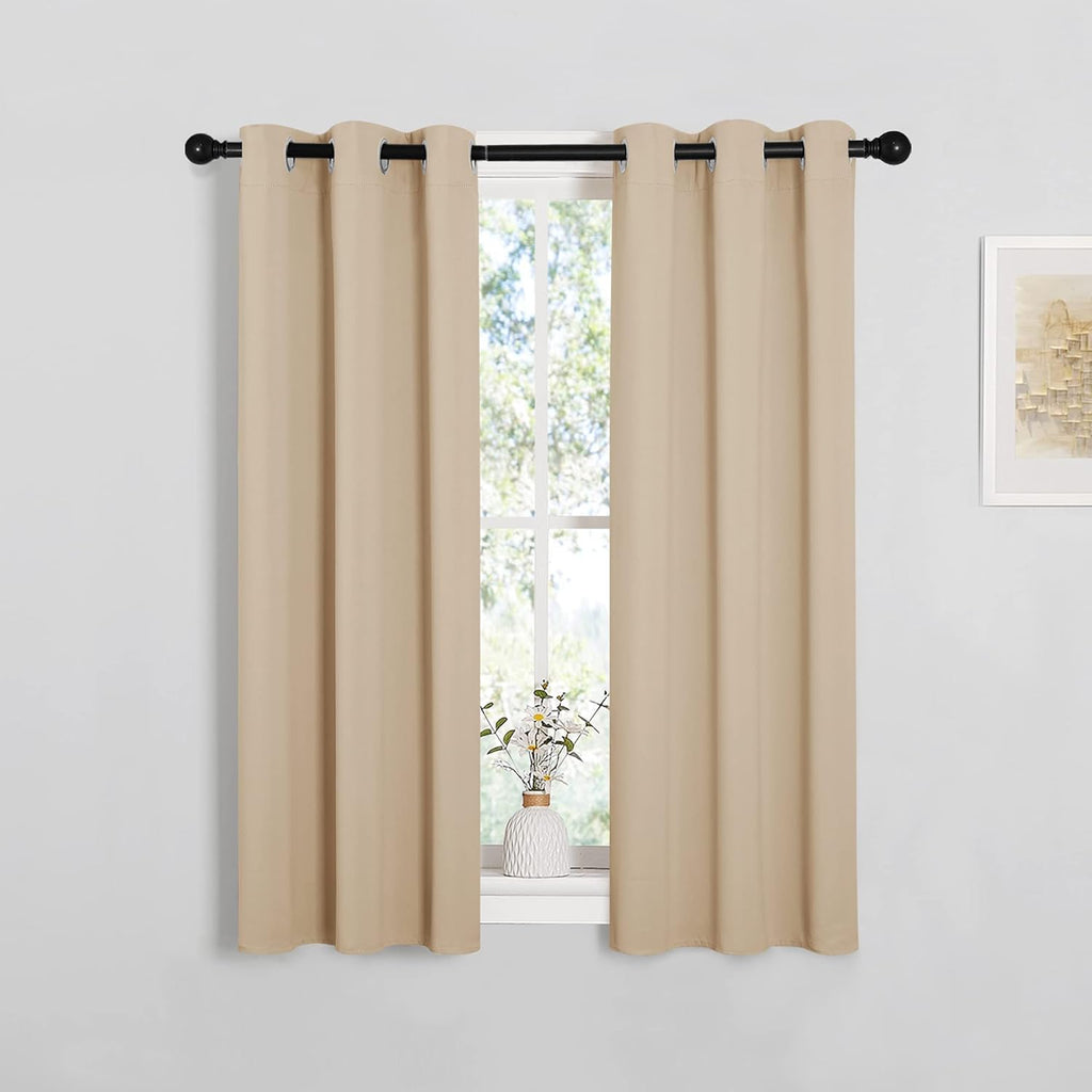 NICETOWN Room Darkening Curtain Panels for Loft, Biscotti Beige, 2 Panels, W29 x L40 -Inch, Thermal Insulated Grommet Room Darkening…