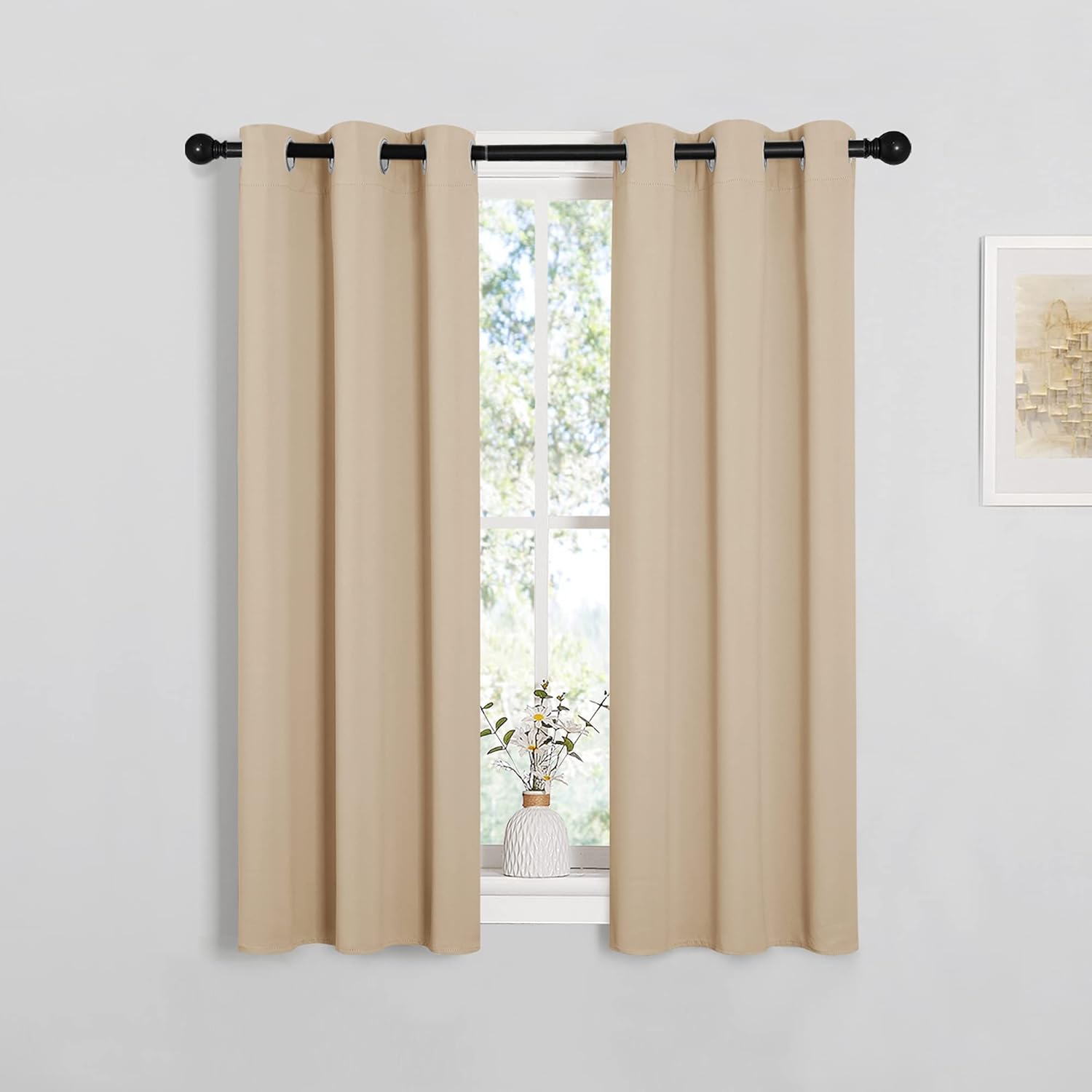 NICETOWN Room Darkening Curtain Panels for Loft, Biscotti Beige, 2 Panels, W29 x L40 -Inch, Thermal Insulated Grommet Room Darkening…
