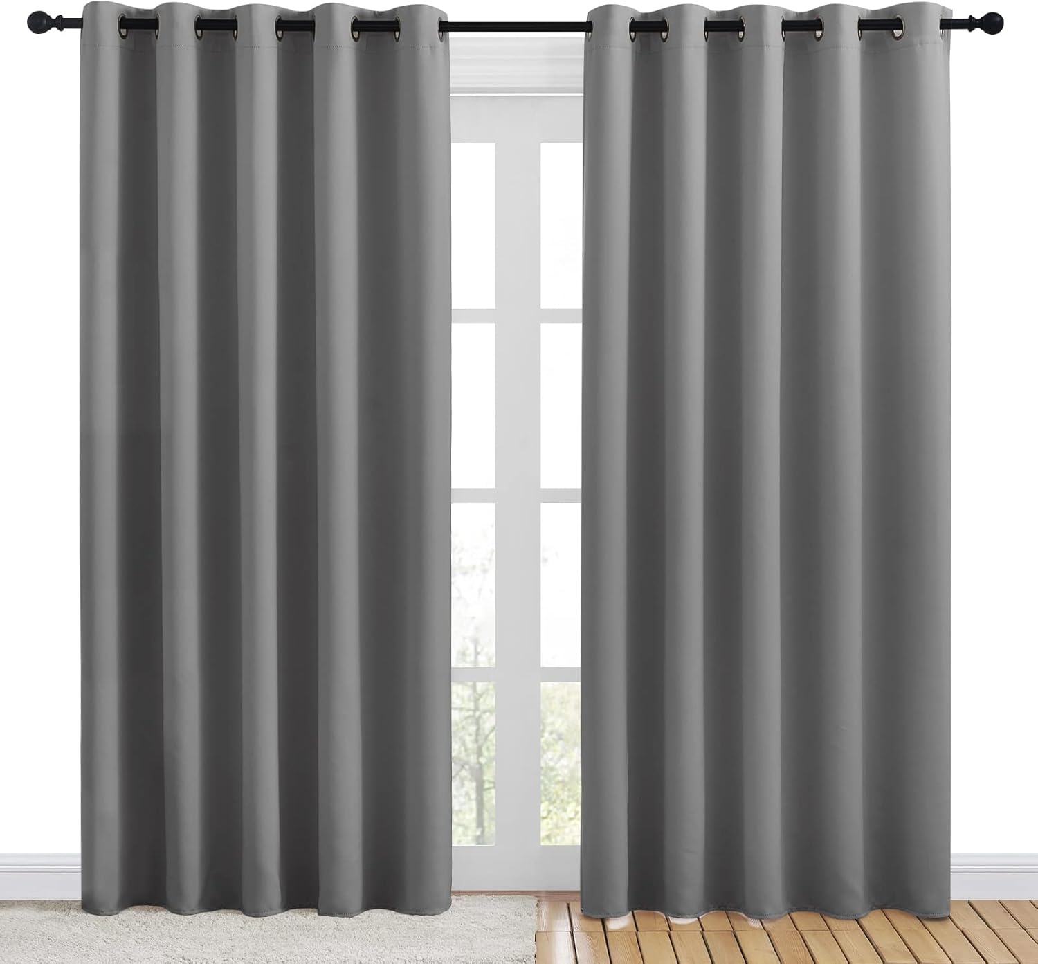 NICETOWN Bedroom Curtains Blackout Drapery Panels, Three Pass Microfiber Thermal Insulated Solid Ring Top Blackout Window Curtains/Drapes…
