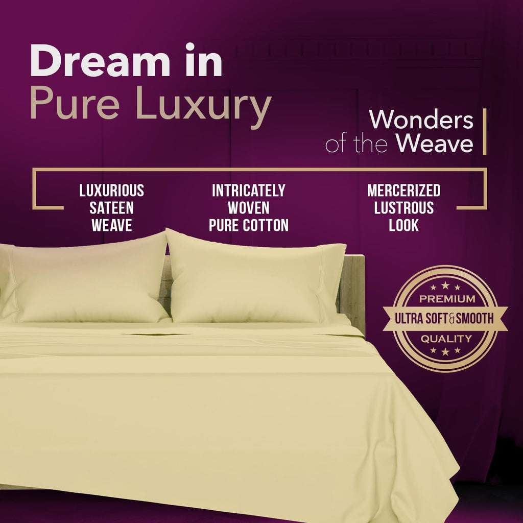 TEXAS LINEN CO. 100% Egyptian Cotton Queen Sheets Set - Luxury 1200 Series Egyptian Cotton Sheets Queen Size, 17" Deep Pocket, Soft…
