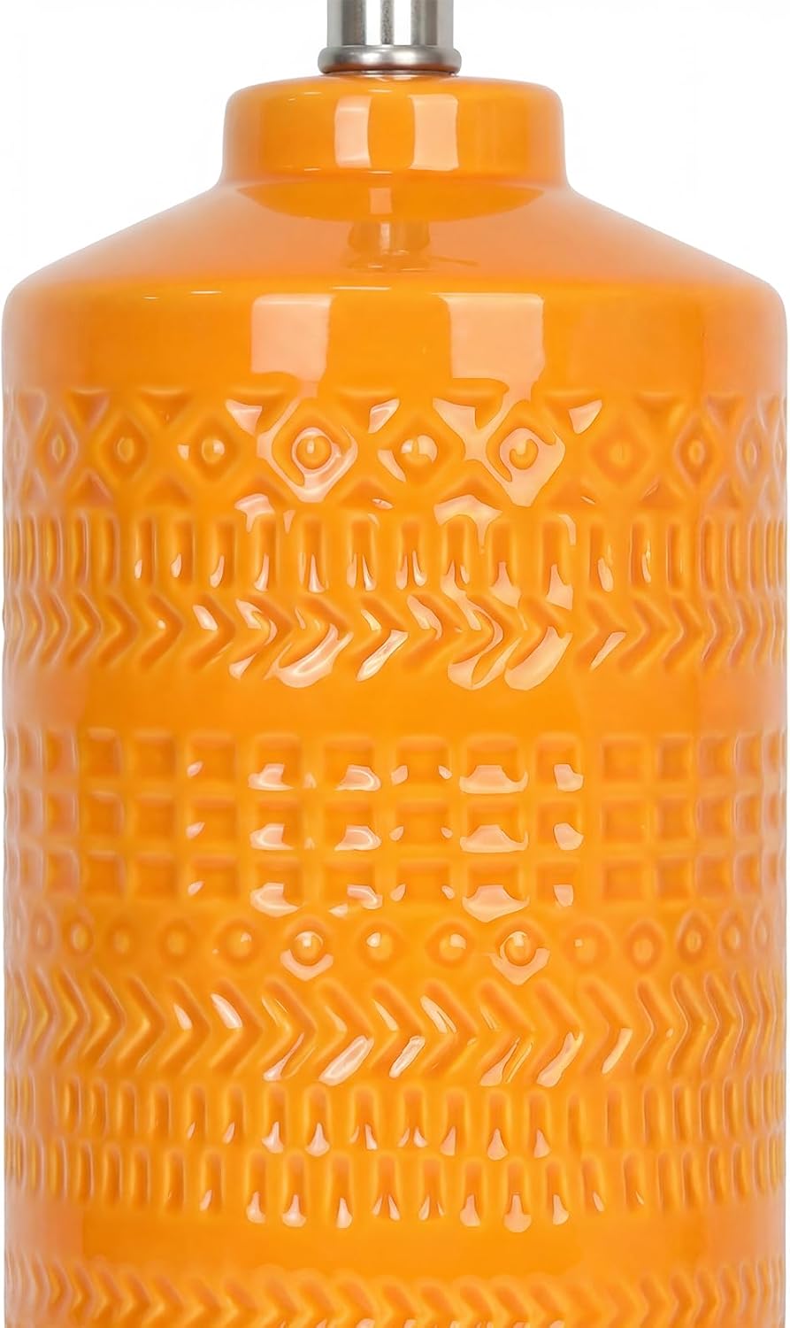 JUNNAI 25" Modern Orange Ceramic Table Lamp for Living Room Nightstand 3-Way Dimmable Farmhouse Lamp for Bedroom Bedside Entryway…