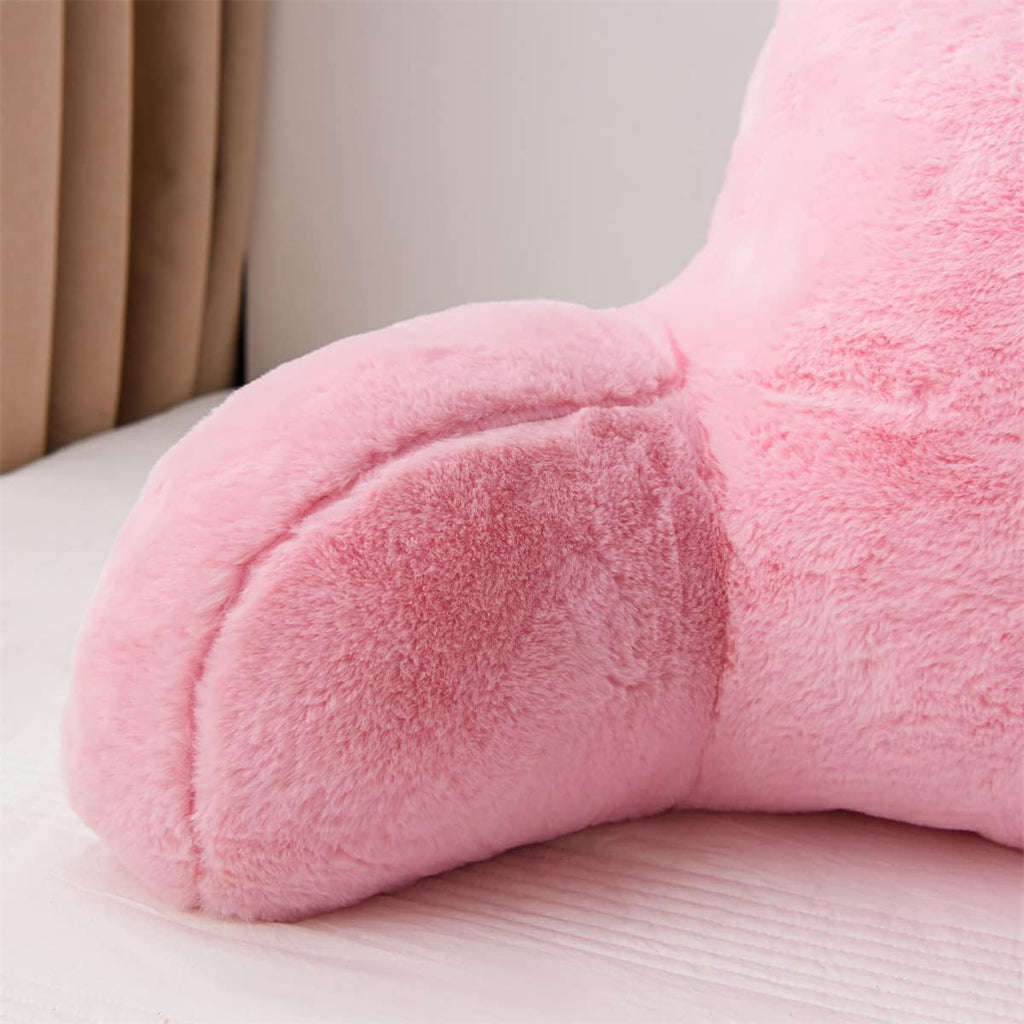 Holawakaka Standard Faux Fur Bed Rest Pillow with Arms, Rabbit Fur Reading Pillows Perfect for Adults, Teens, Kids, Arm, Back, Pregnancy Lu…