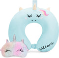 Toddler Neck Pillow, Kids Travel Neck Pillow for Traveling with Eye Mask, Toddler Cute Unicorn Airplane Travel Essentials, Memory Foam…