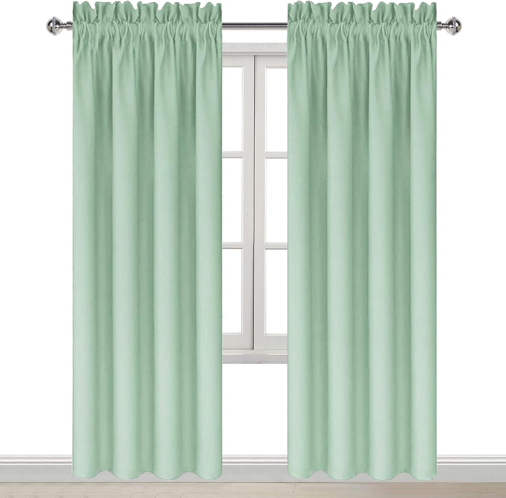 Dwcn Blackout Curtains Room Darkening Thermal Insulated Bedroom Curtains Window Curtain Panels, 38 x 84 inches Long, Set of 2 Light Green R…