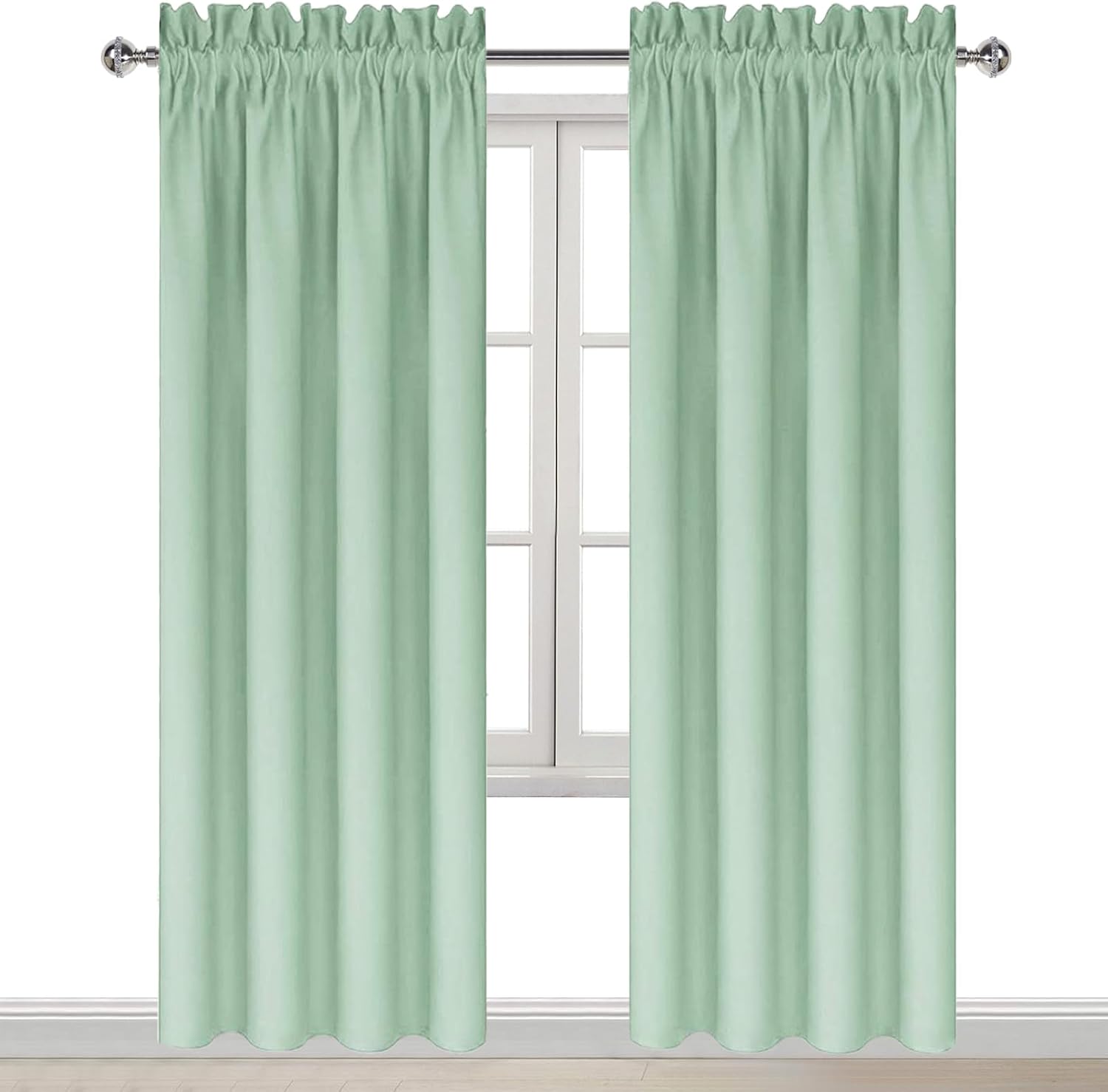 Dwcn Blackout Curtains Room Darkening Thermal Insulated Bedroom Curtains Window Curtain Panels, 38 x 84 inches Long, Set of 2 Light Green R…